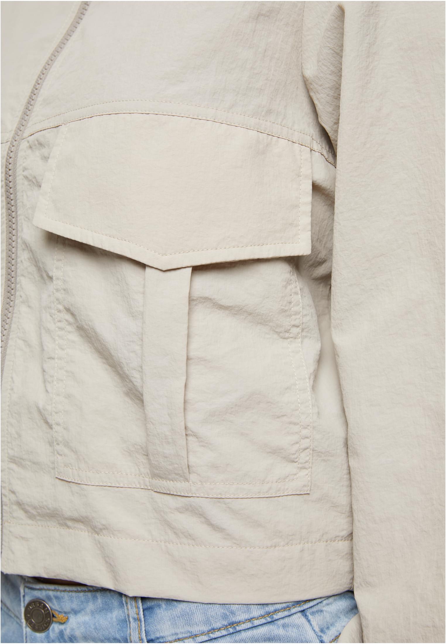 Ladies Short Crinkle Nylon Jacket | stonegrey