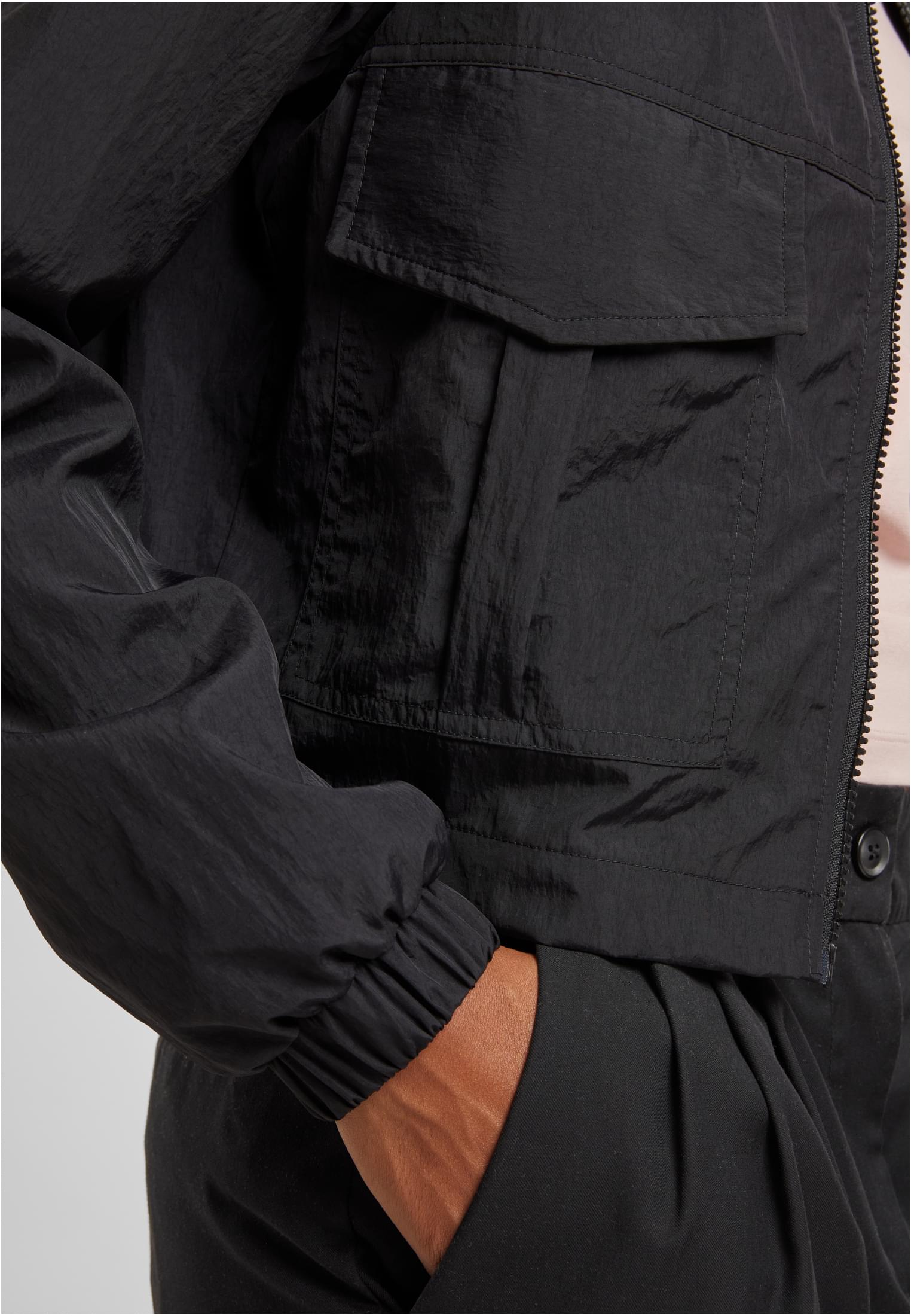 Ladies Short Crinkle Nylon Jacket | black