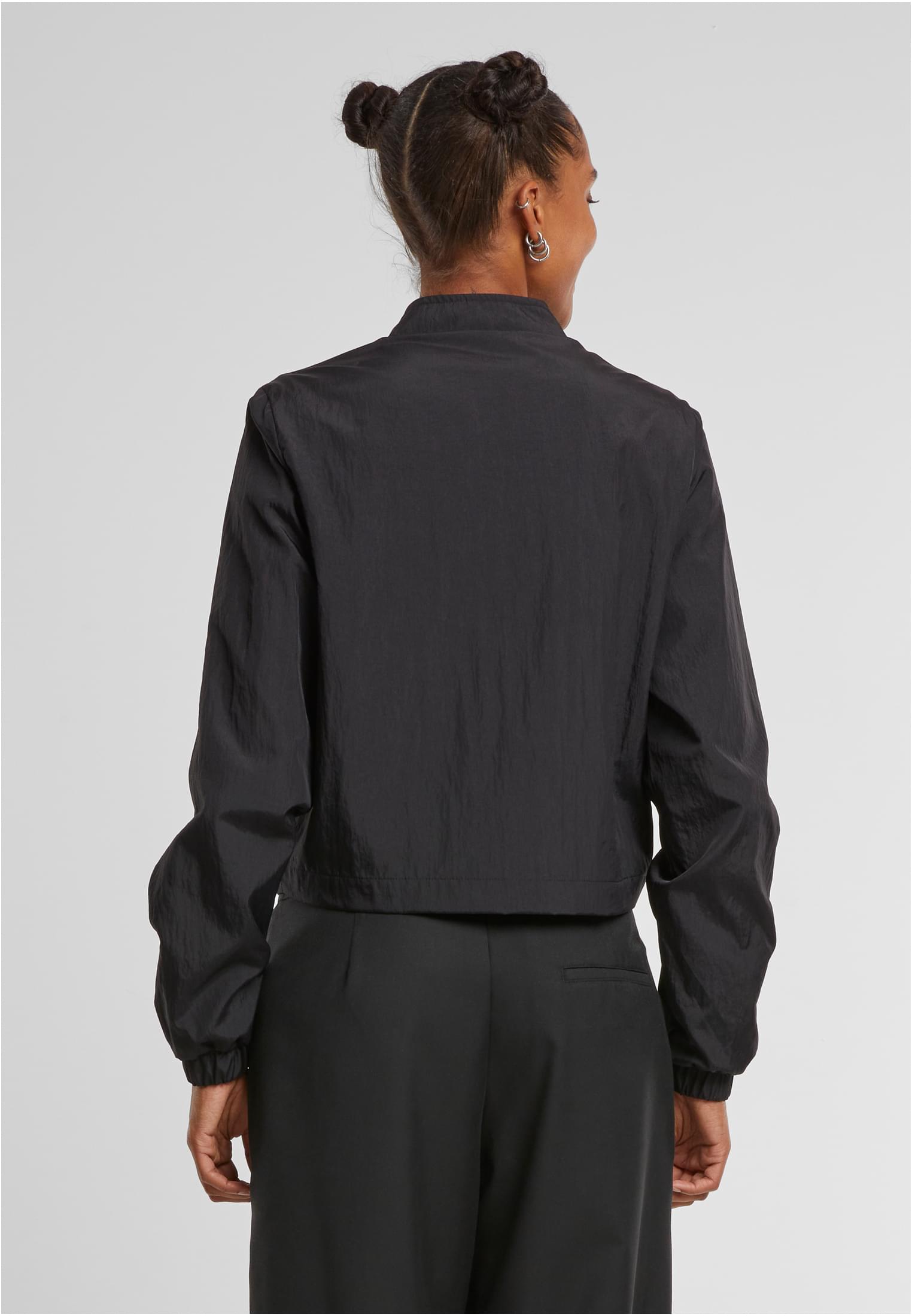 Ladies Short Crinkle Nylon Jacket | black