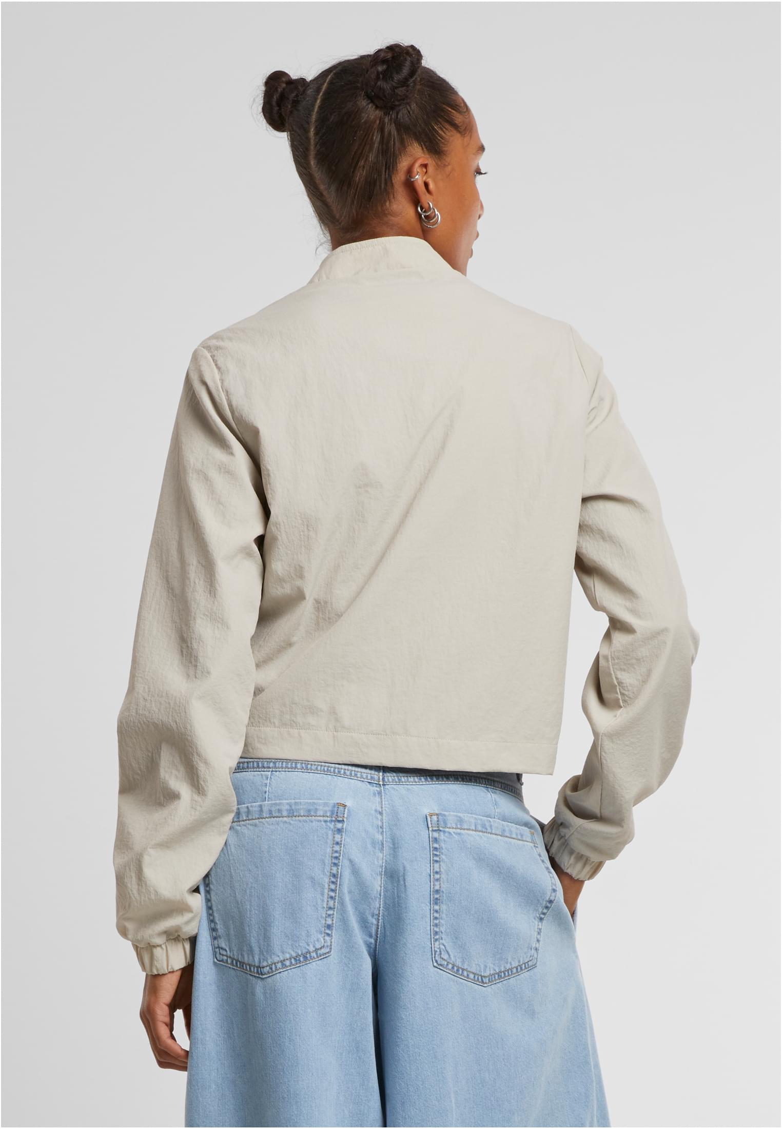 Ladies Short Crinkle Nylon Jacket | stonegrey