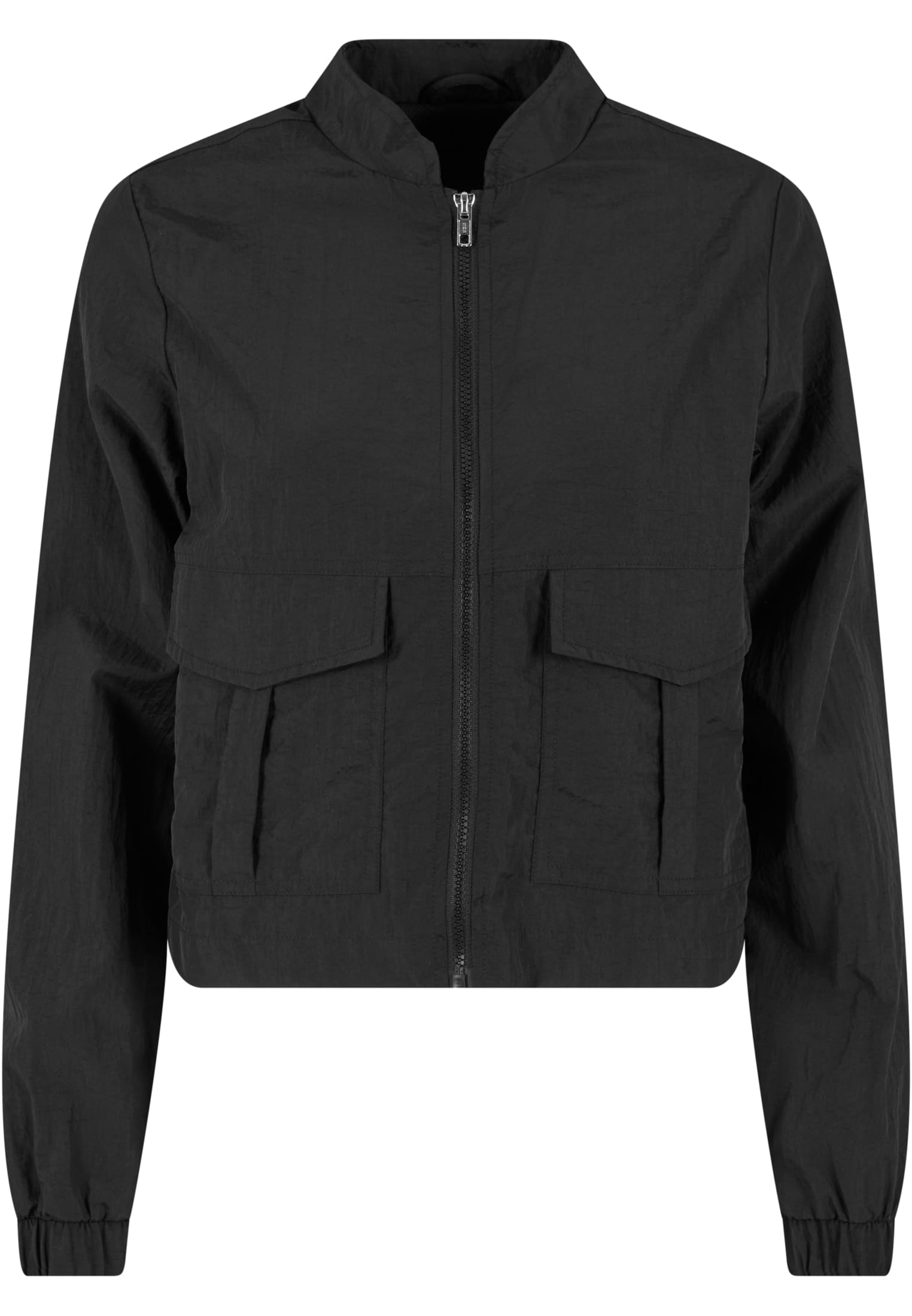 Ladies Short Crinkle Nylon Jacket | black