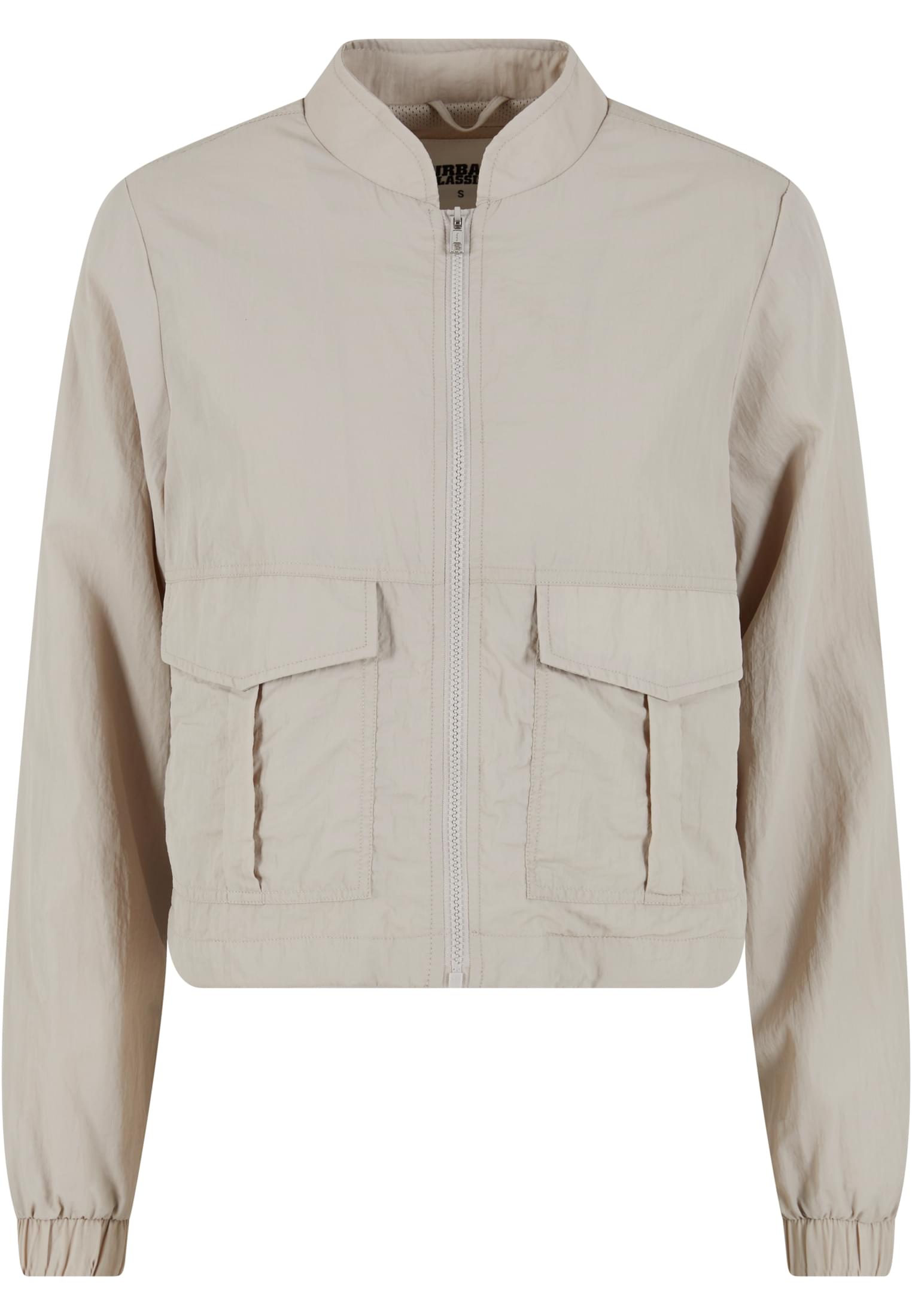 Ladies Short Crinkle Nylon Jacket | stonegrey