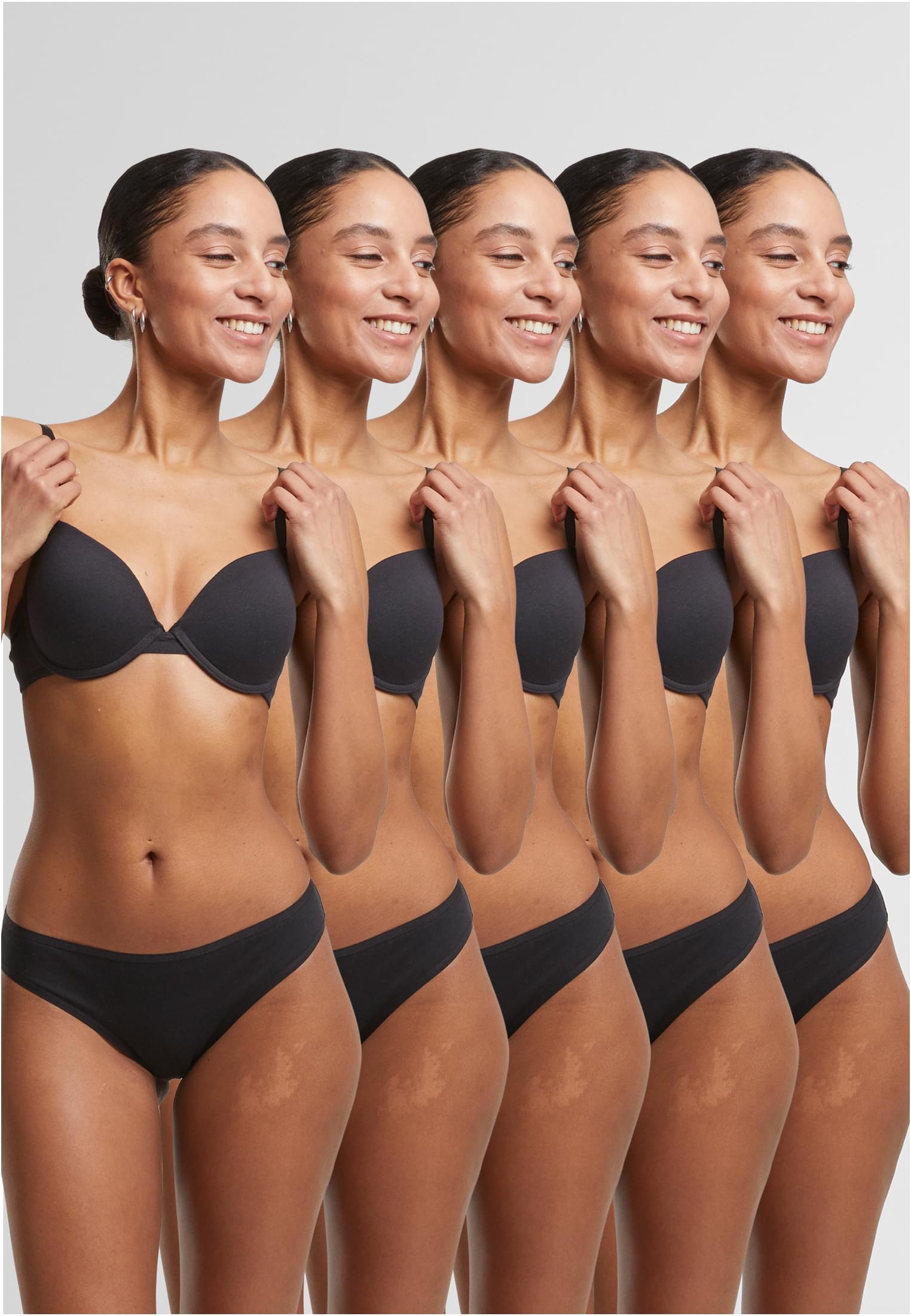 Ladies Basic Cotton Slip 5-Pack | black+black+black+black+black