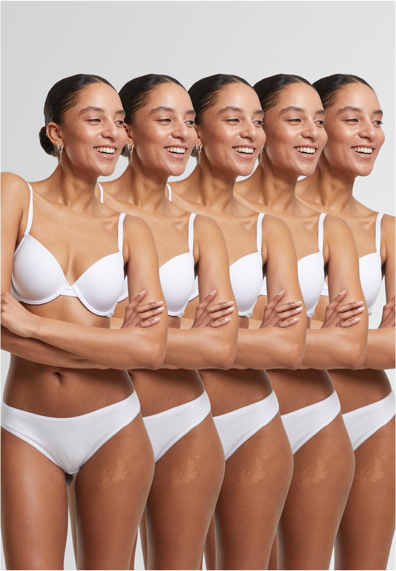 Ladies Basic Cotton Slip 5-Pack | white+white+white+white+white