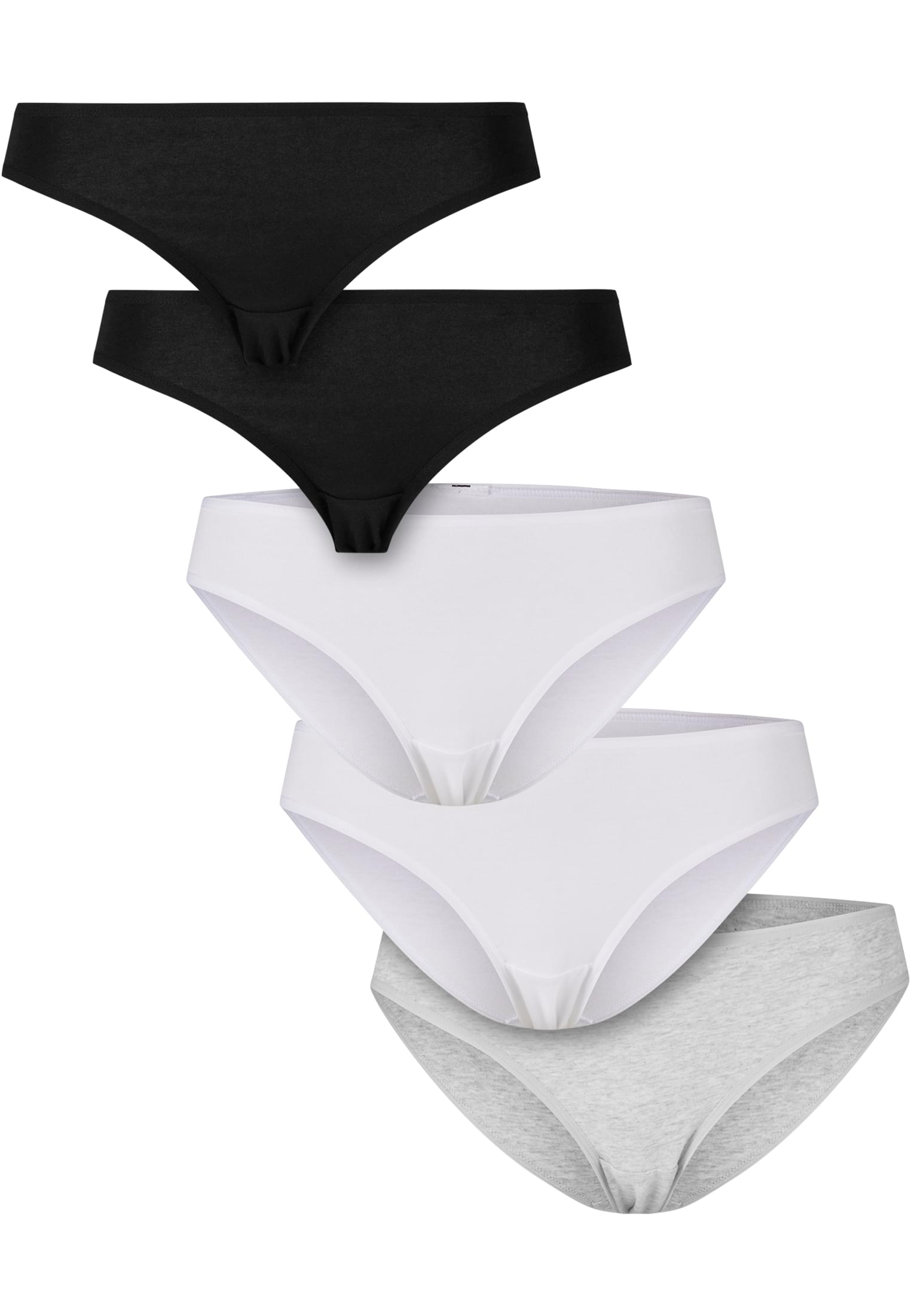 Ladies Basic Cotton Slip 5-Pack | black+black+white+white+heathergrey