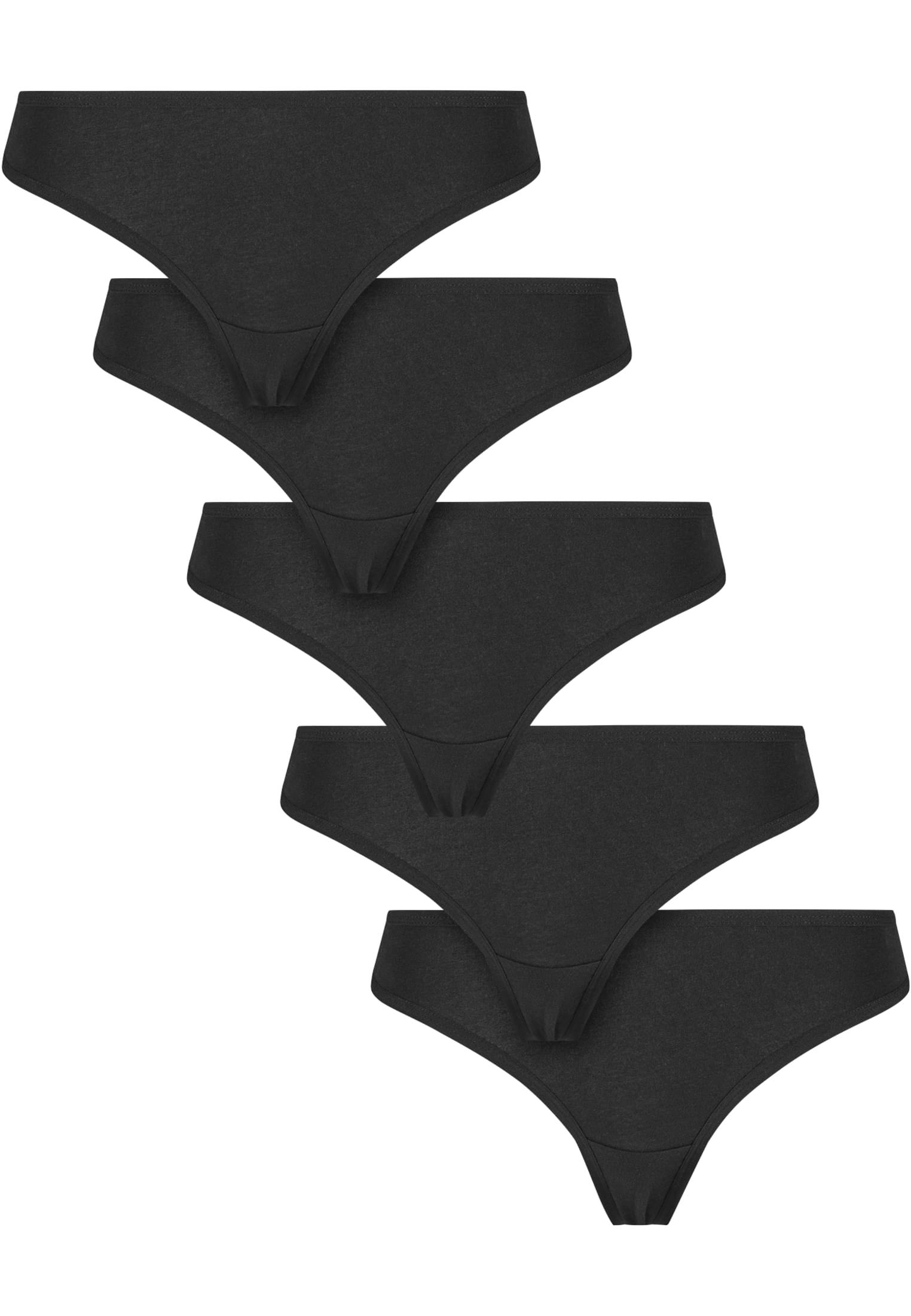 Ladies Basic Cotton Tanga 5-Pack | black+black+black+black+black