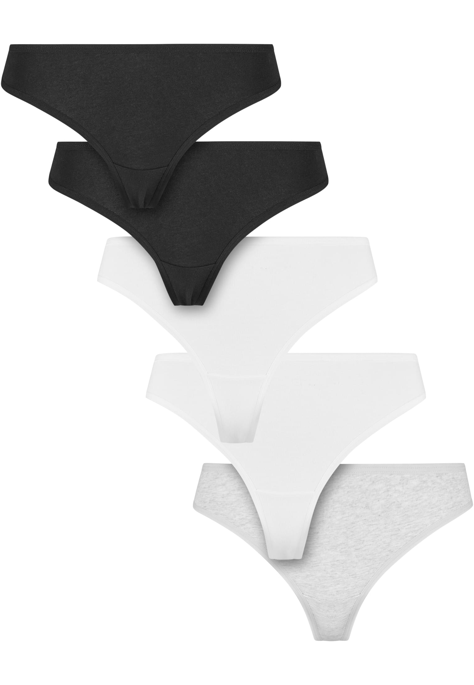 Ladies Basic Cotton Tanga 5-Pack | black+black+white+white+heathergrey