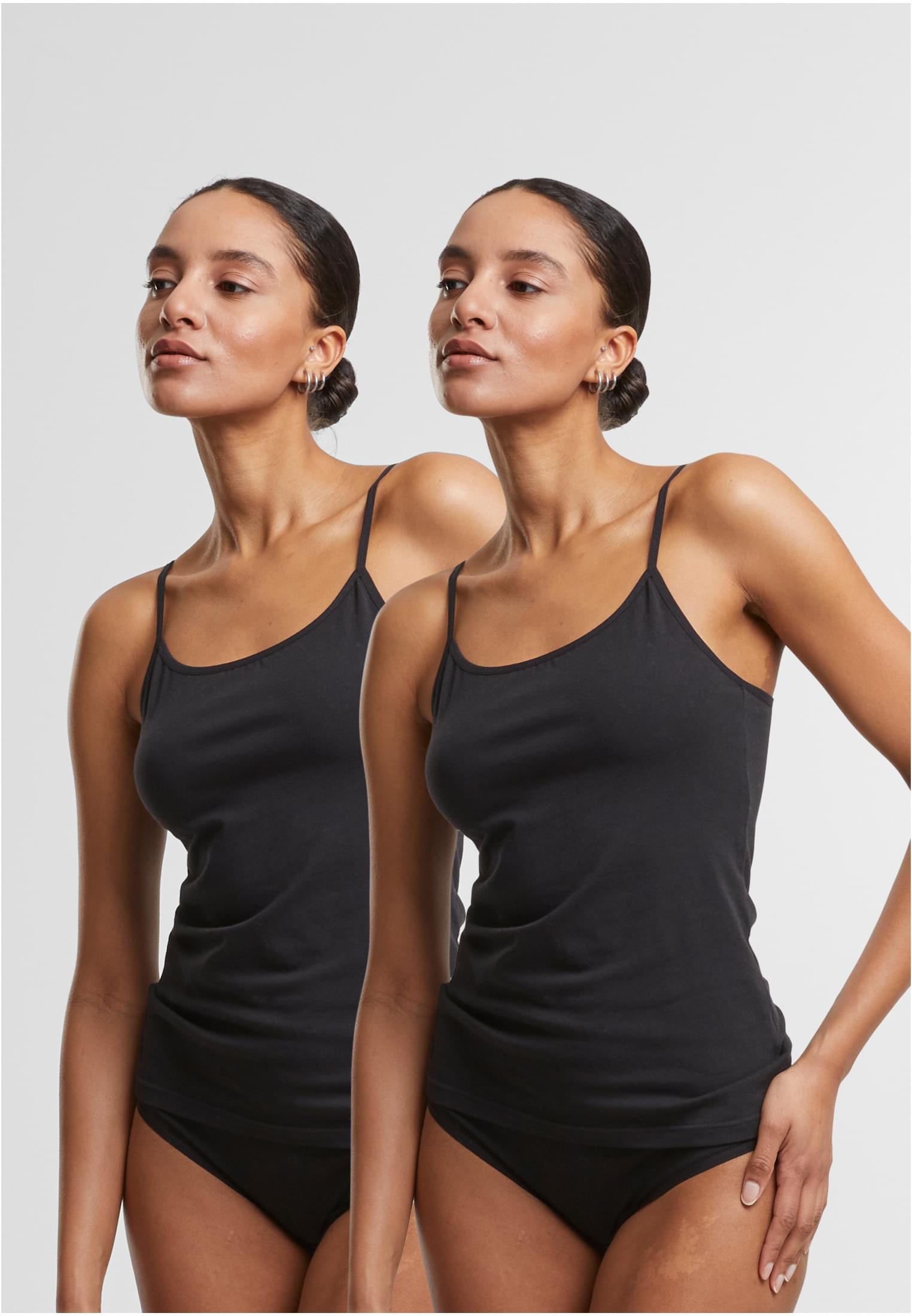 Ladies Basic Tank Top Cotton 2-Pack | black+black