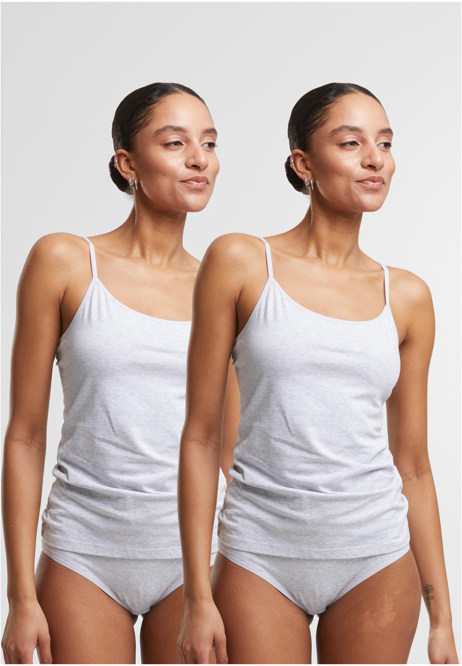 Ladies Basic Tank Top Cotton 2-Pack | heathergrey+heathergrey
