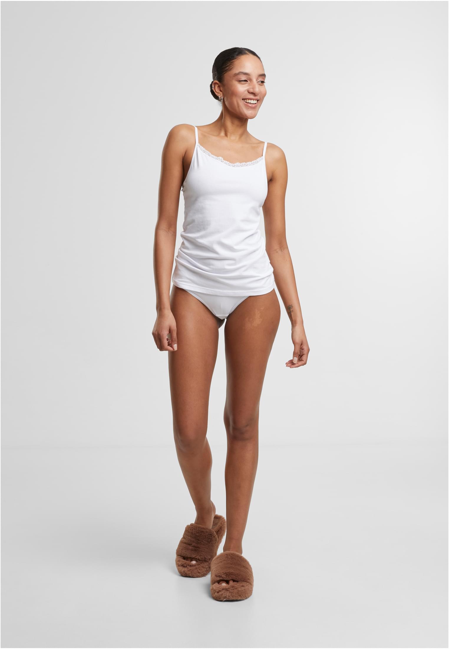 Ladies Basic Tank Top Cotton Lace 2-Pack | white+white
