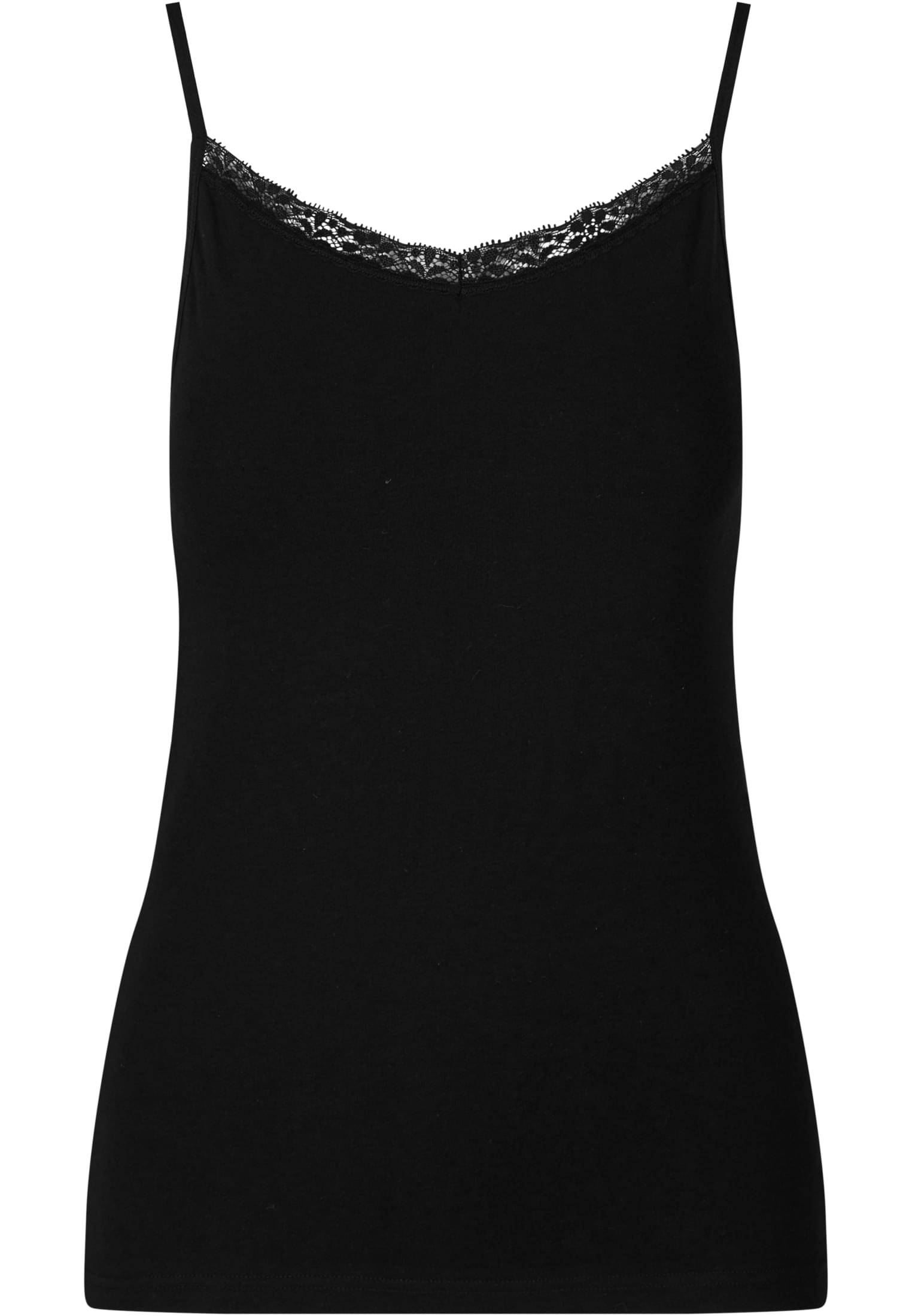 Ladies Basic Tank Top Cotton Lace 2-Pack | black+black
