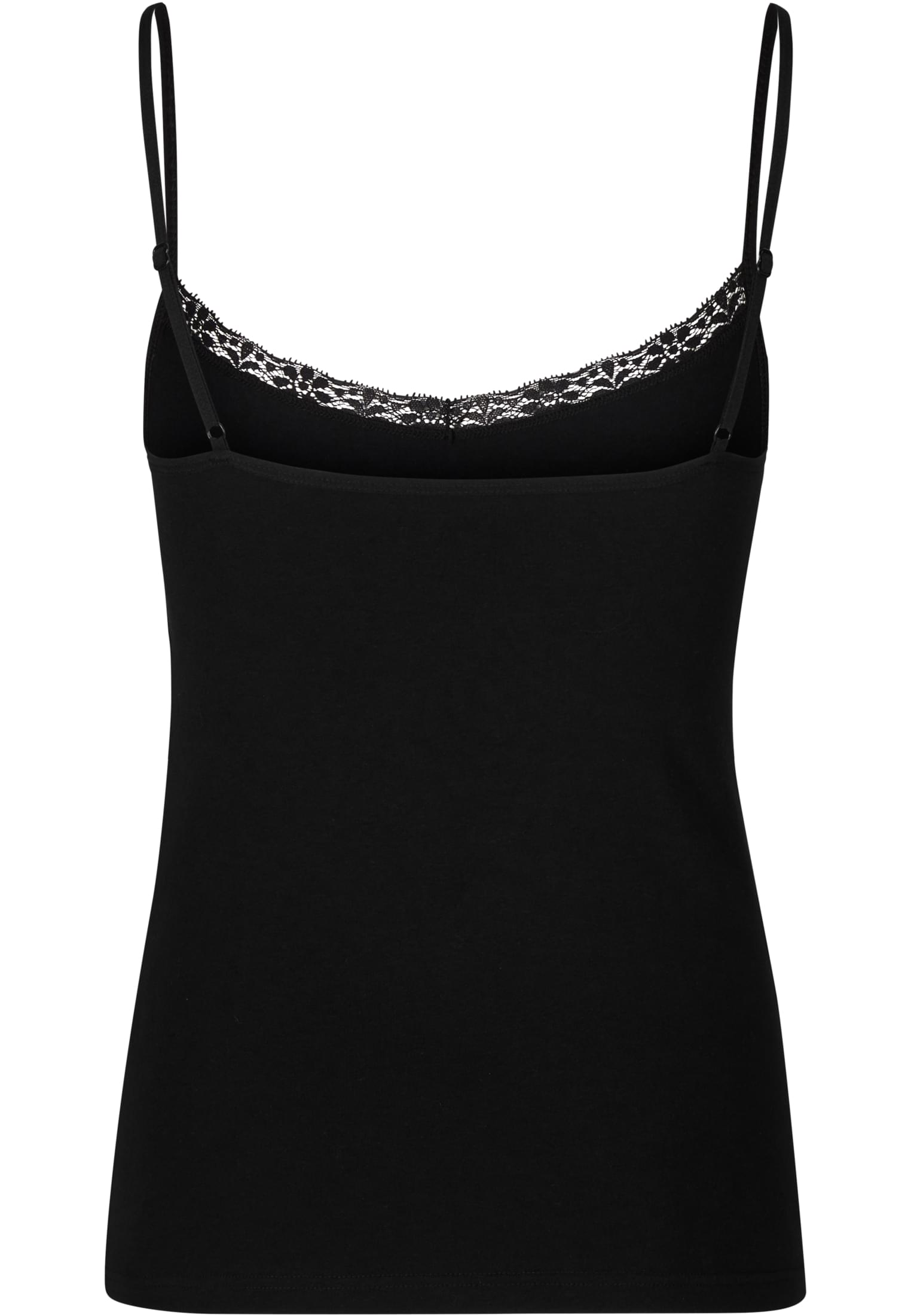 Ladies Basic Tank Top Cotton Lace 2-Pack | black+black