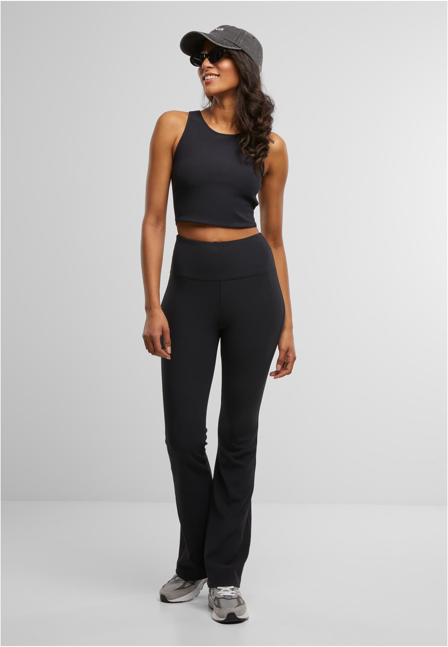 Ladies Flared Leggings Rib | black