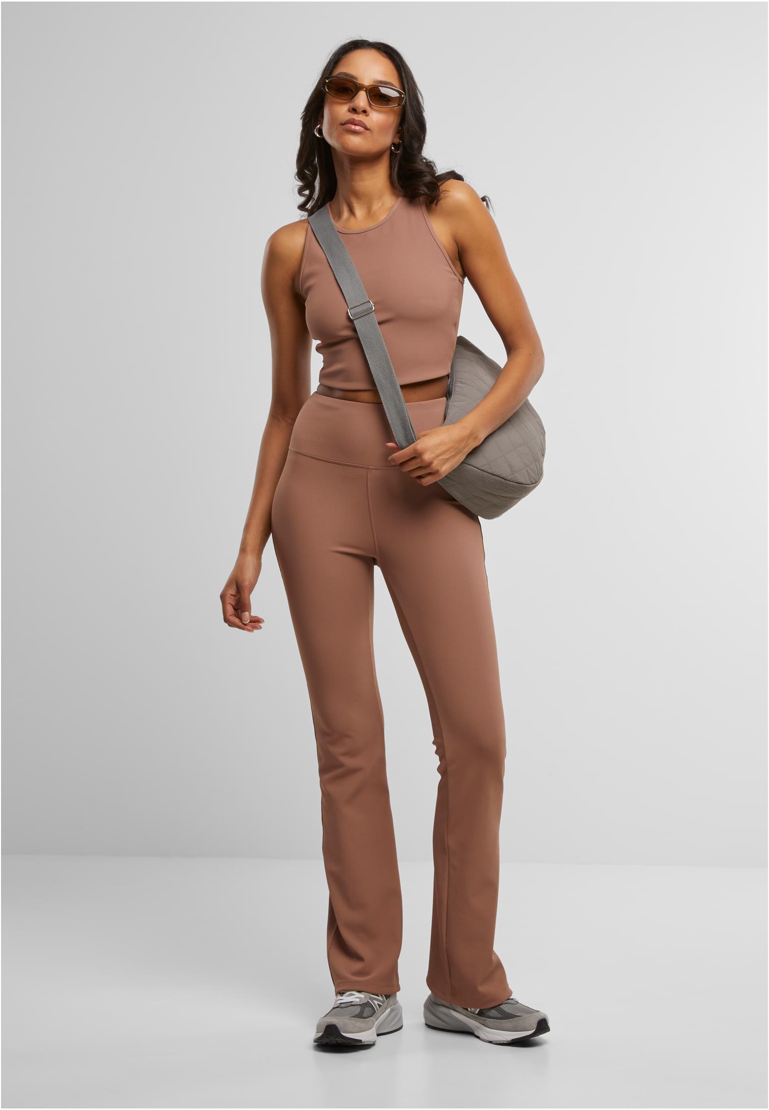 Ladies Flared Leggings Rib | light brown