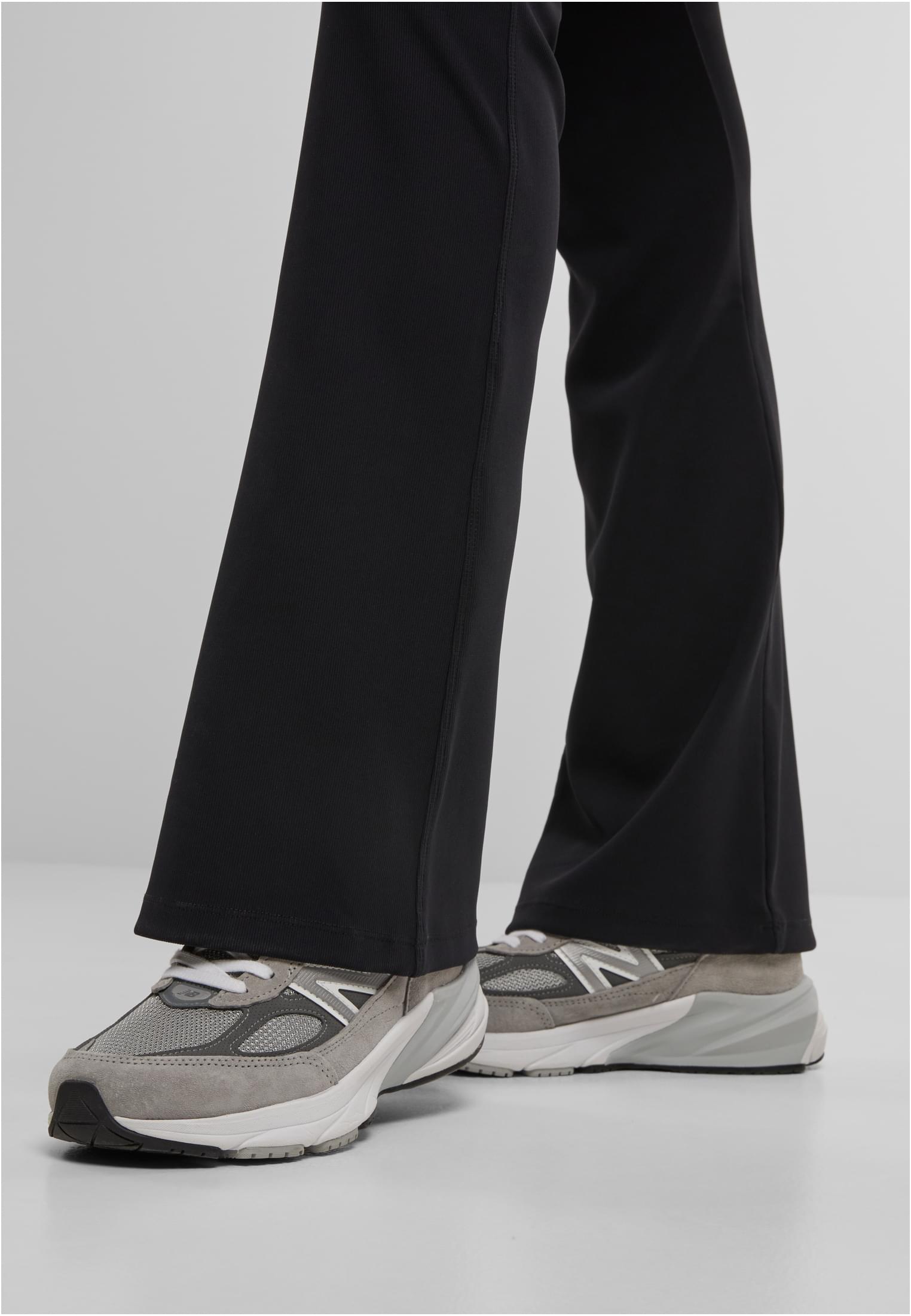 Ladies Flared Leggings Rib | black