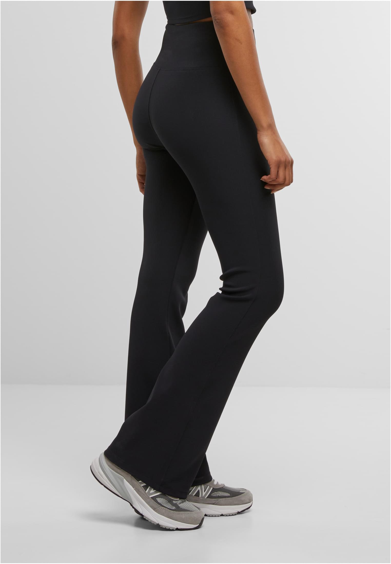 Ladies Flared Leggings Rib | black