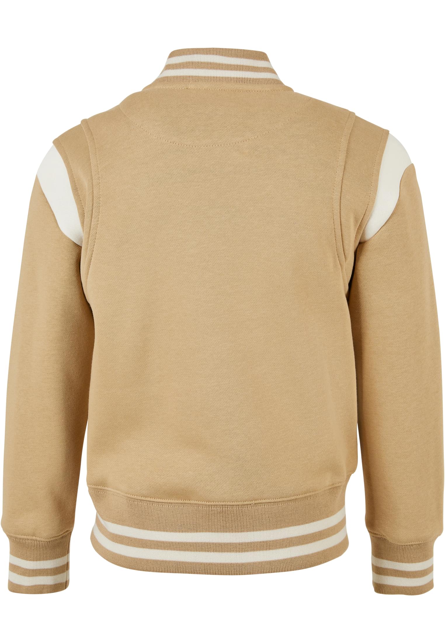 Girls Inset College Sweat Jacket | unionbeige/whitesand