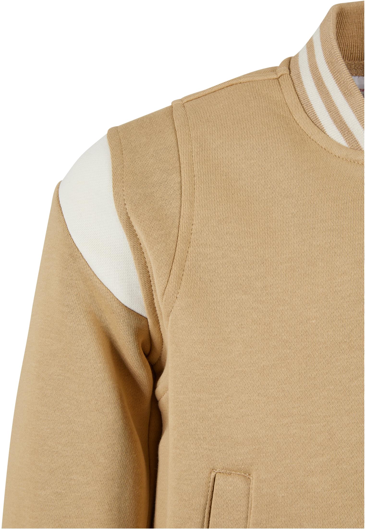 Girls Inset College Sweat Jacket | unionbeige/whitesand