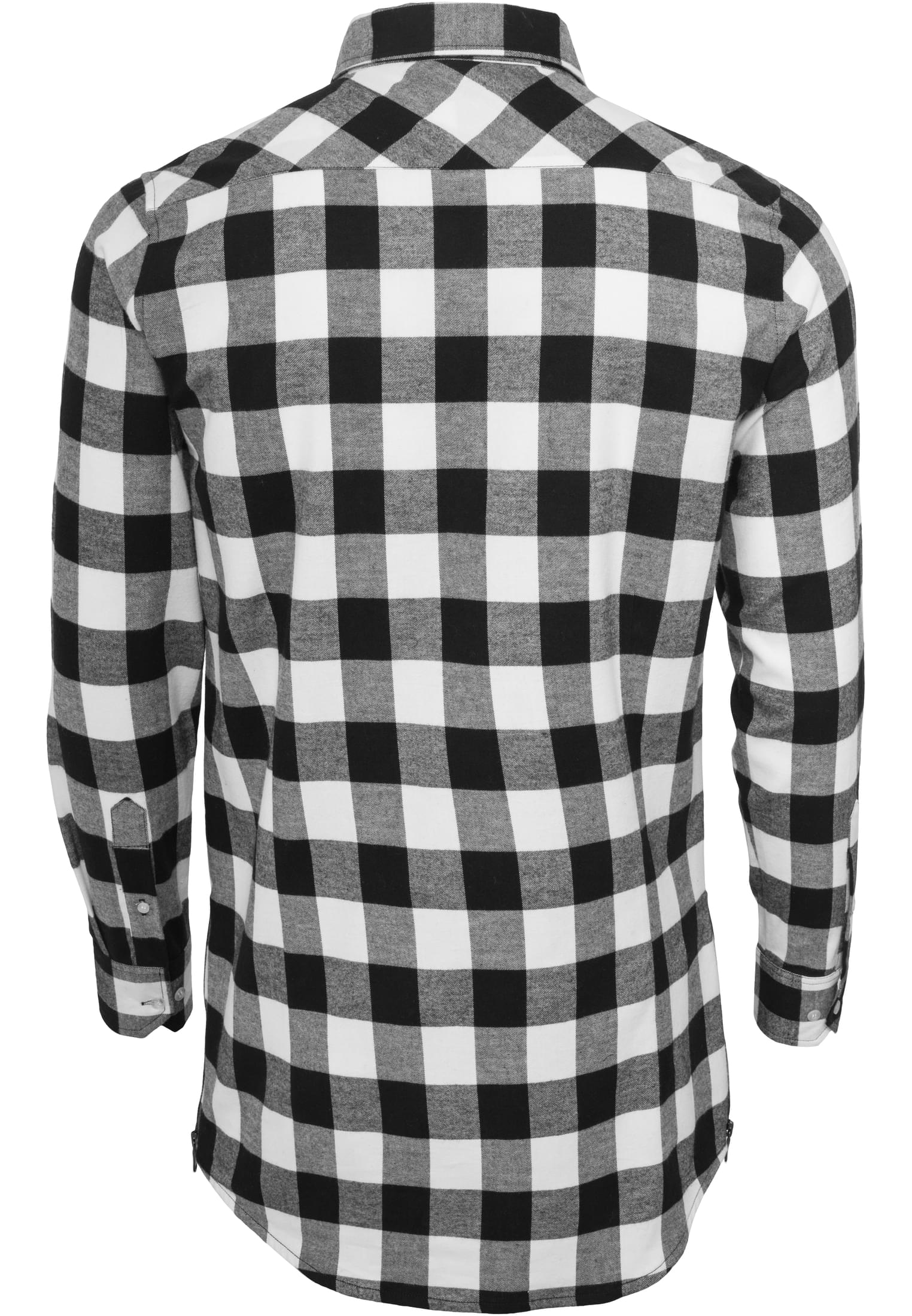 Side-Zip Long Checked Flanell Shirt | blk/wht