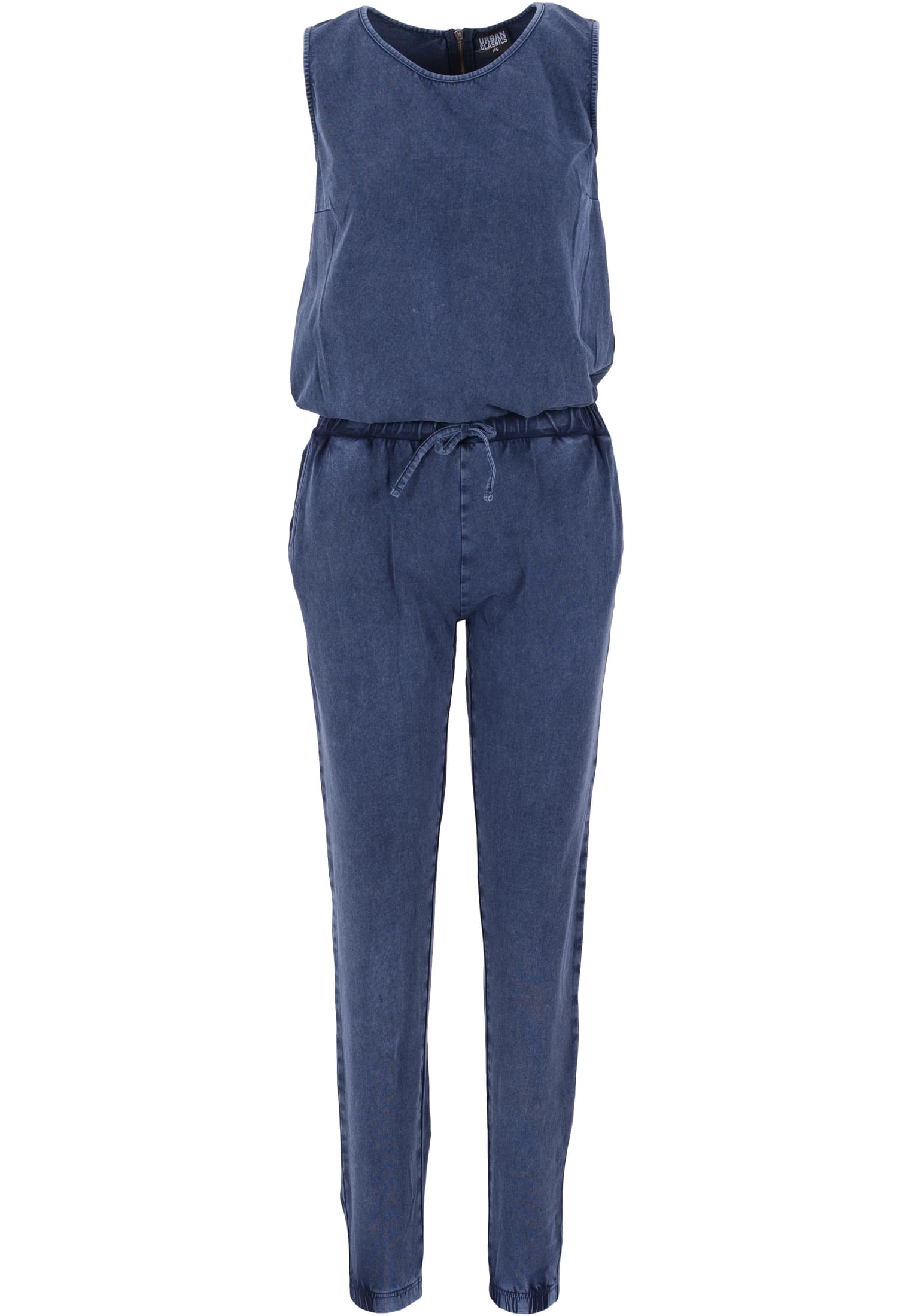 Ladies Denim Jersey Sleeveless Jumpsuit | indigo