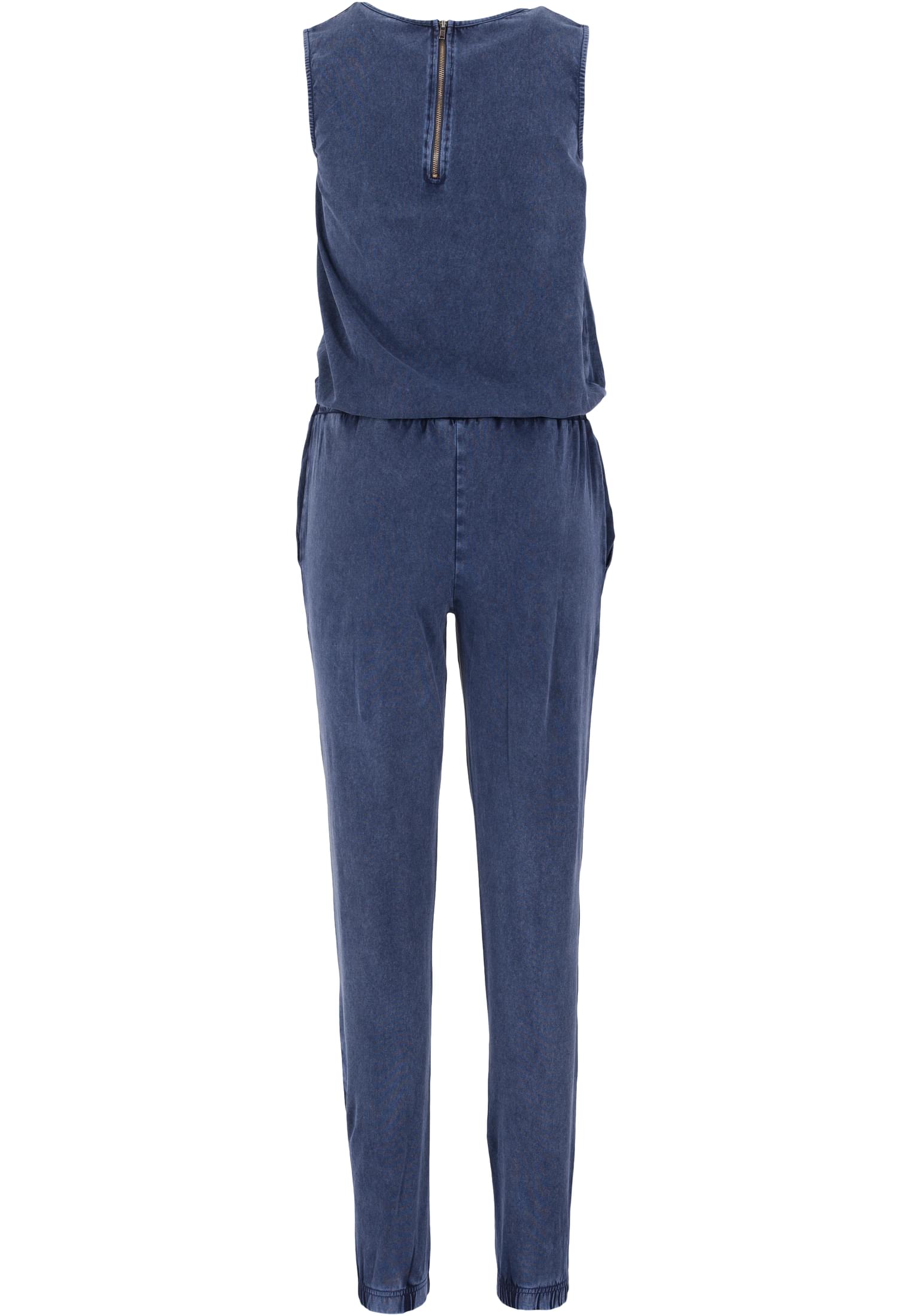 Ladies Denim Jersey Sleeveless Jumpsuit | indigo