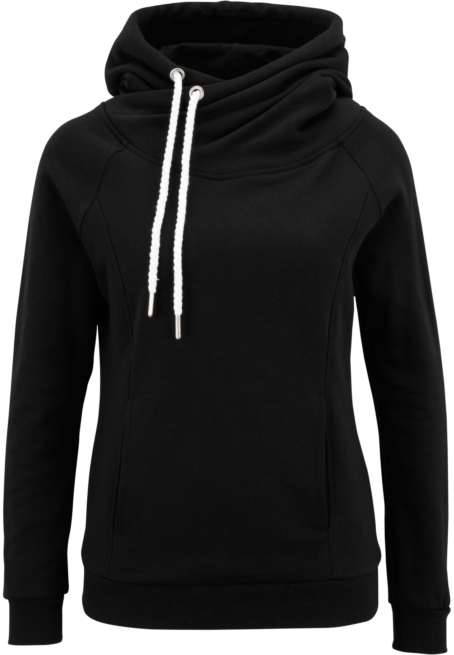 Ladies Raglan High Neck Hoody | black