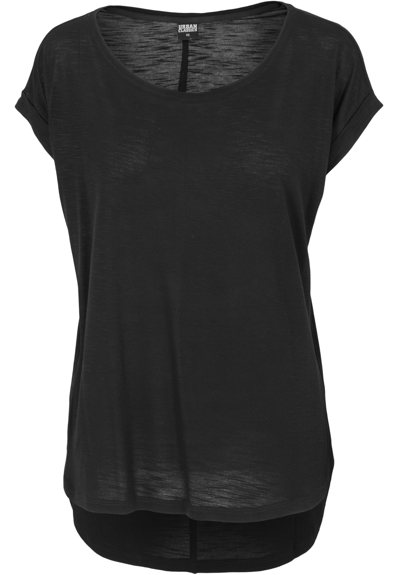 Ladies Long Back Shaped Slub Tee | black