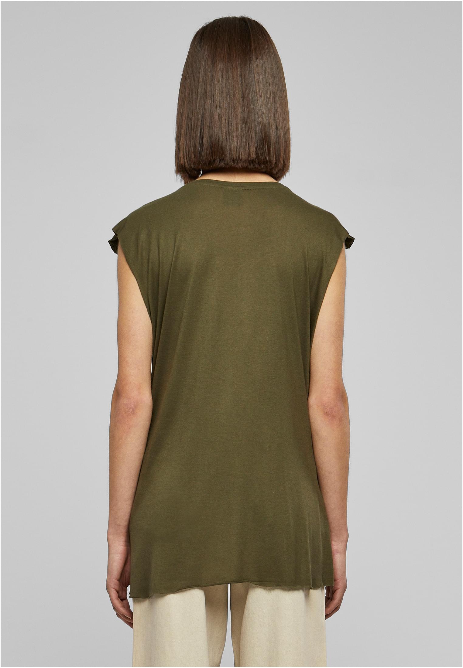 Ladies Shoulder Zip HiLo Tee | olive