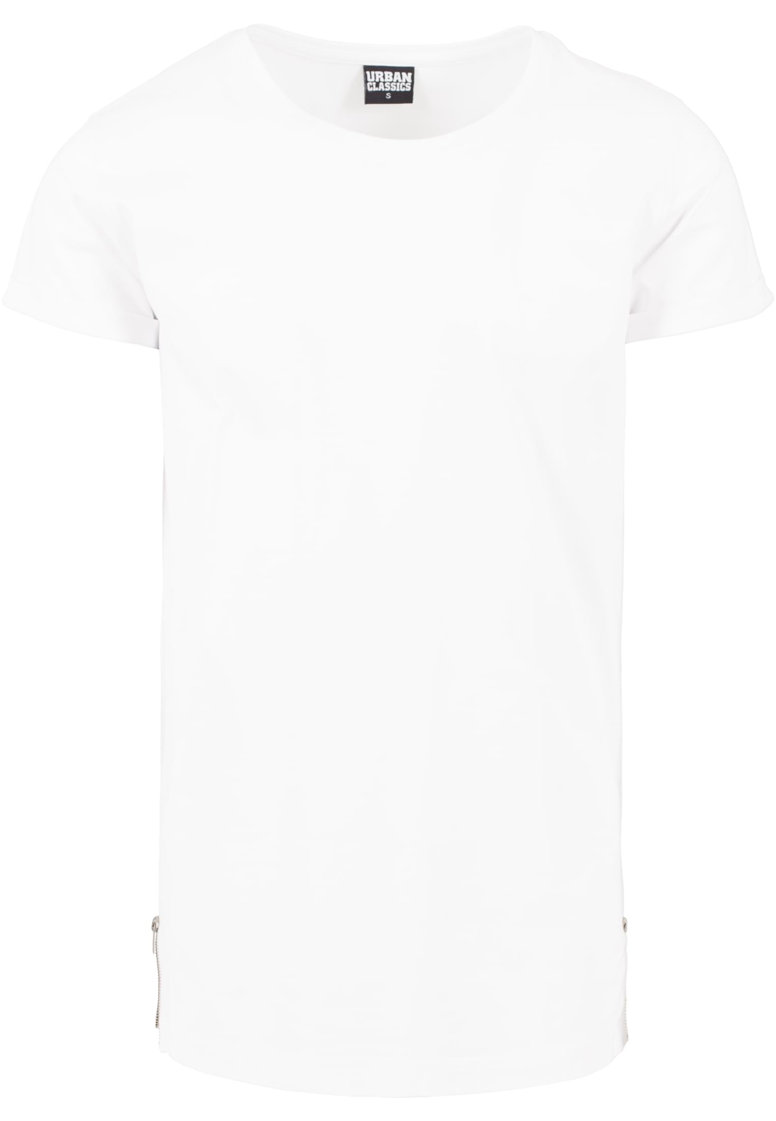 Long Shaped Side Zip Tee | white