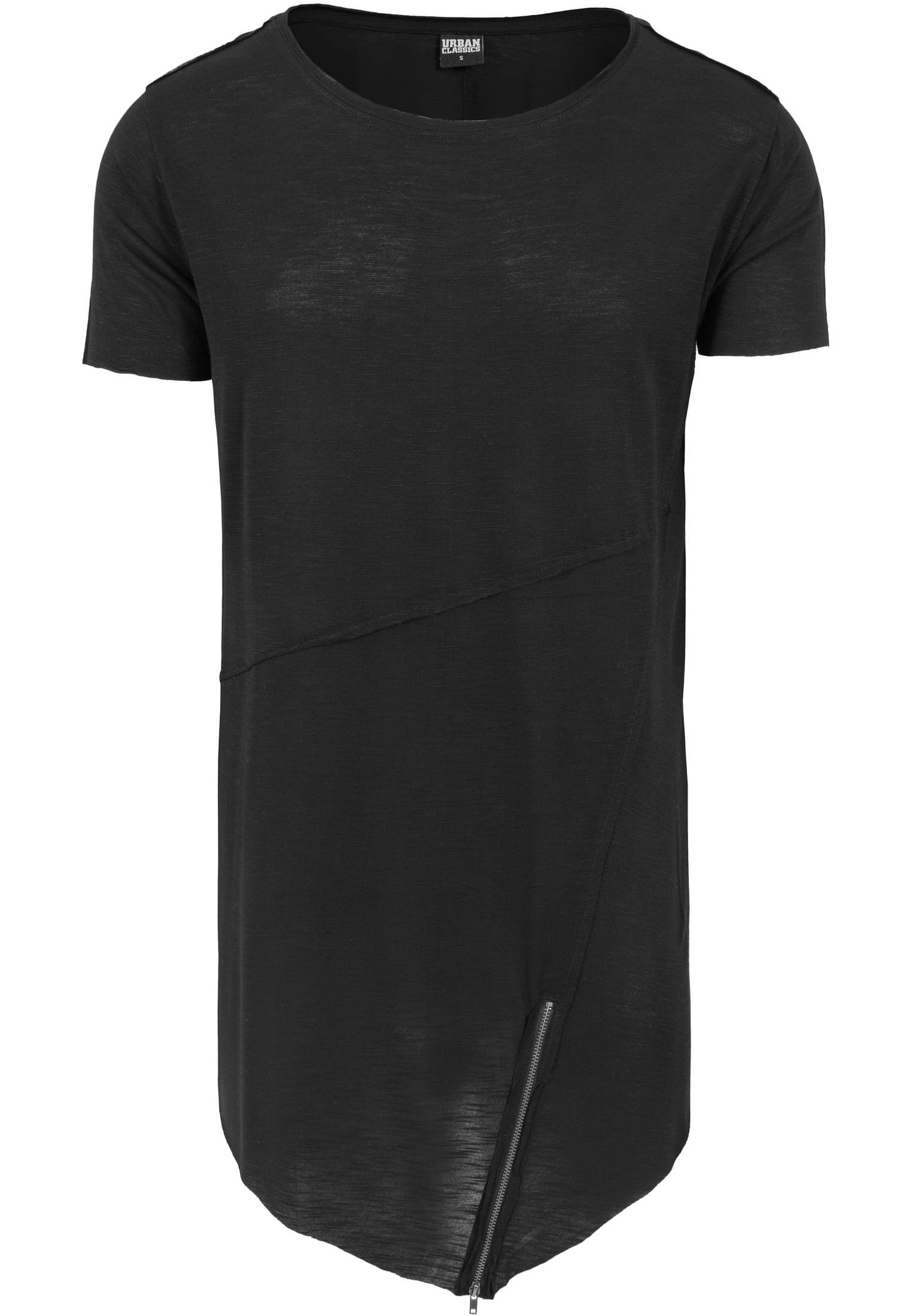 Long Open Edge Front Zip Tee | black