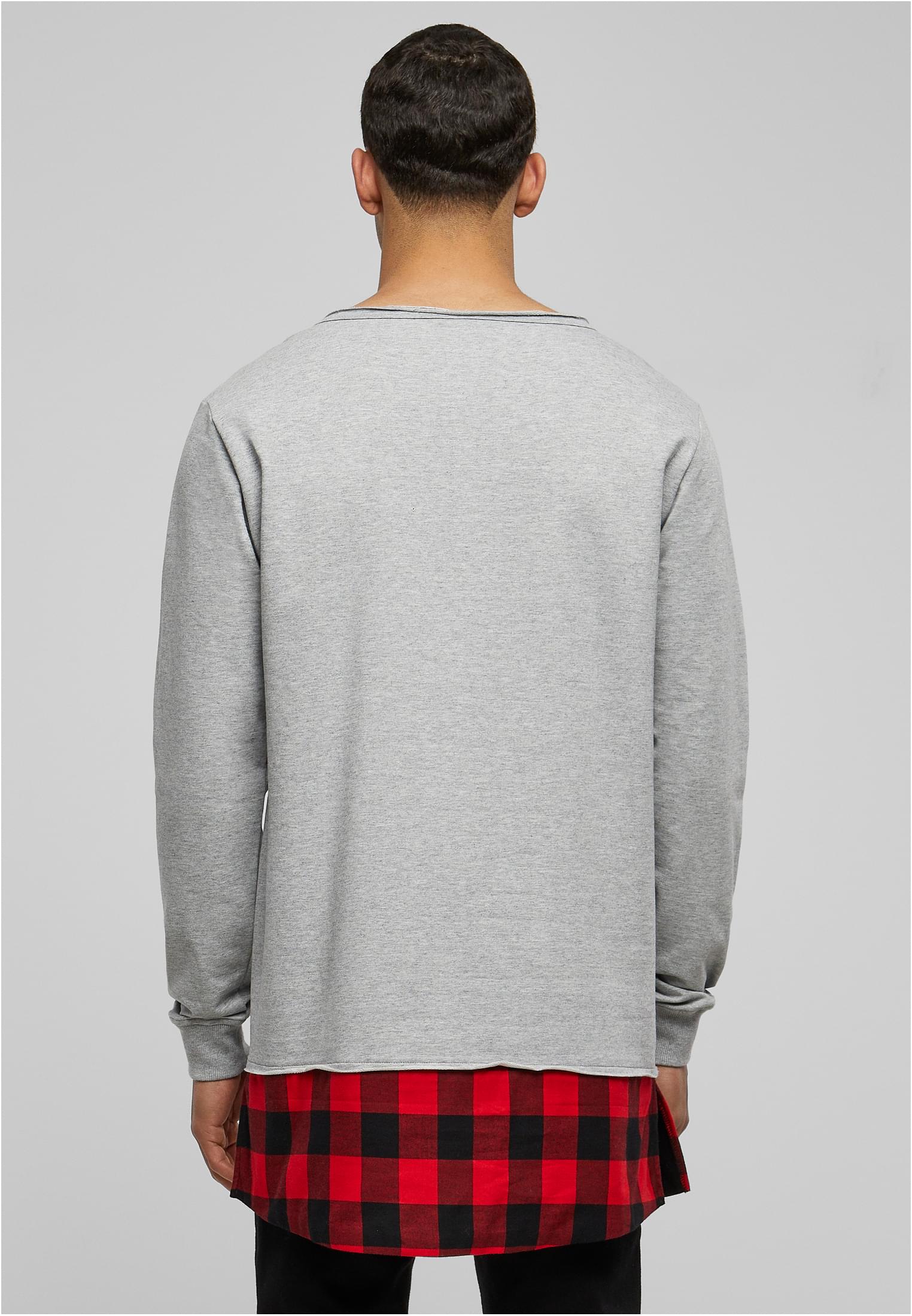 Long Flanell Bottom Open Edge Crewneck | gry/blk/red