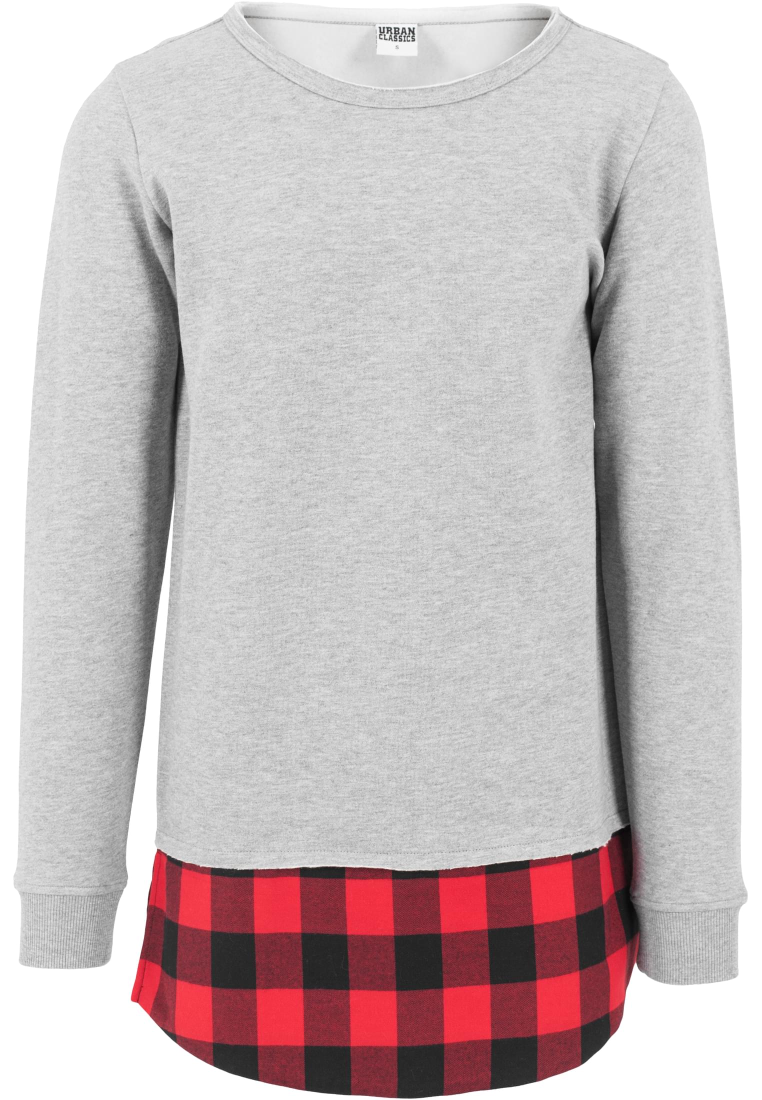 Long Flanell Bottom Open Edge Crewneck | gry/blk/red