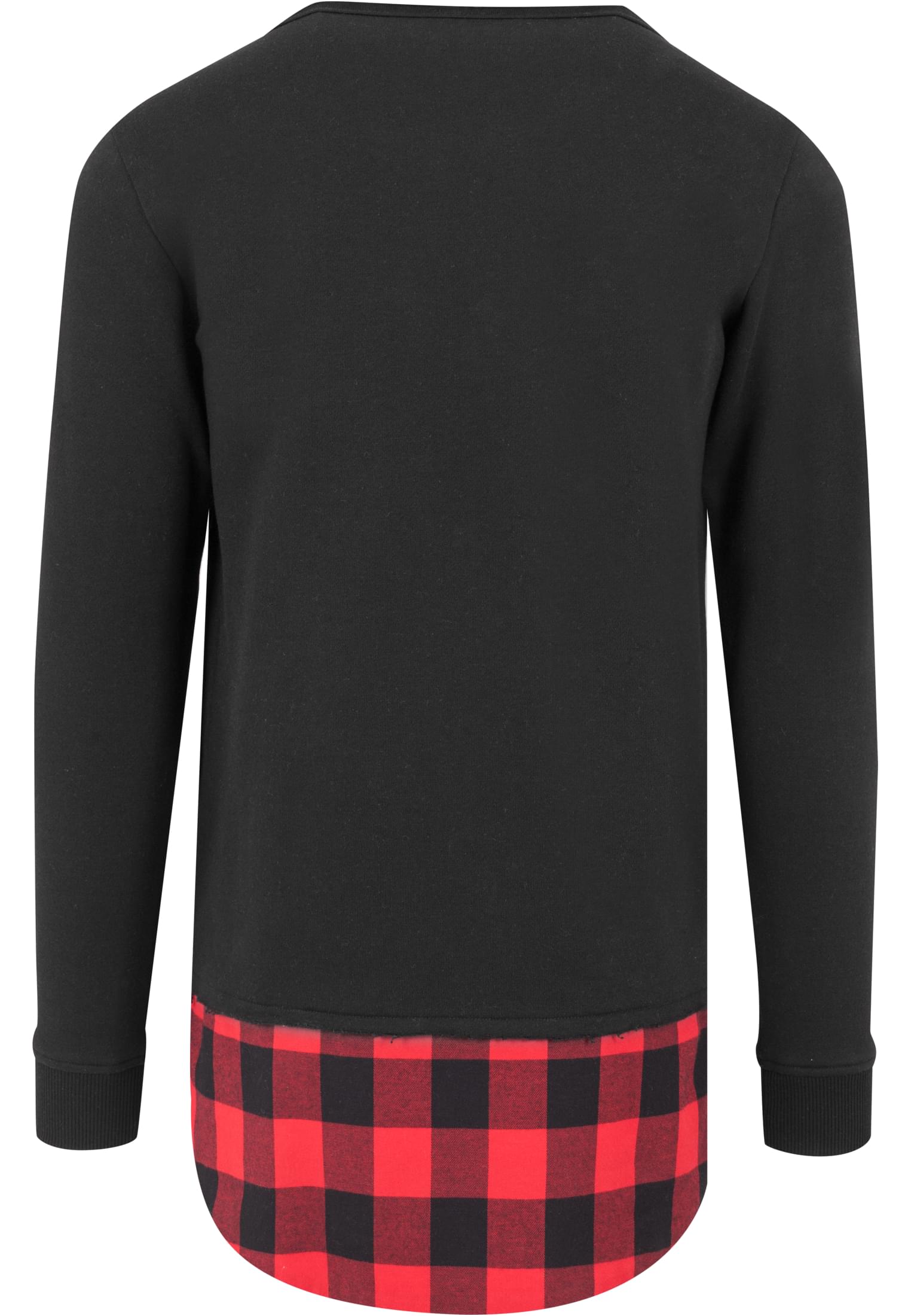 Long Flanell Bottom Open Edge Crewneck | blk/blk/red