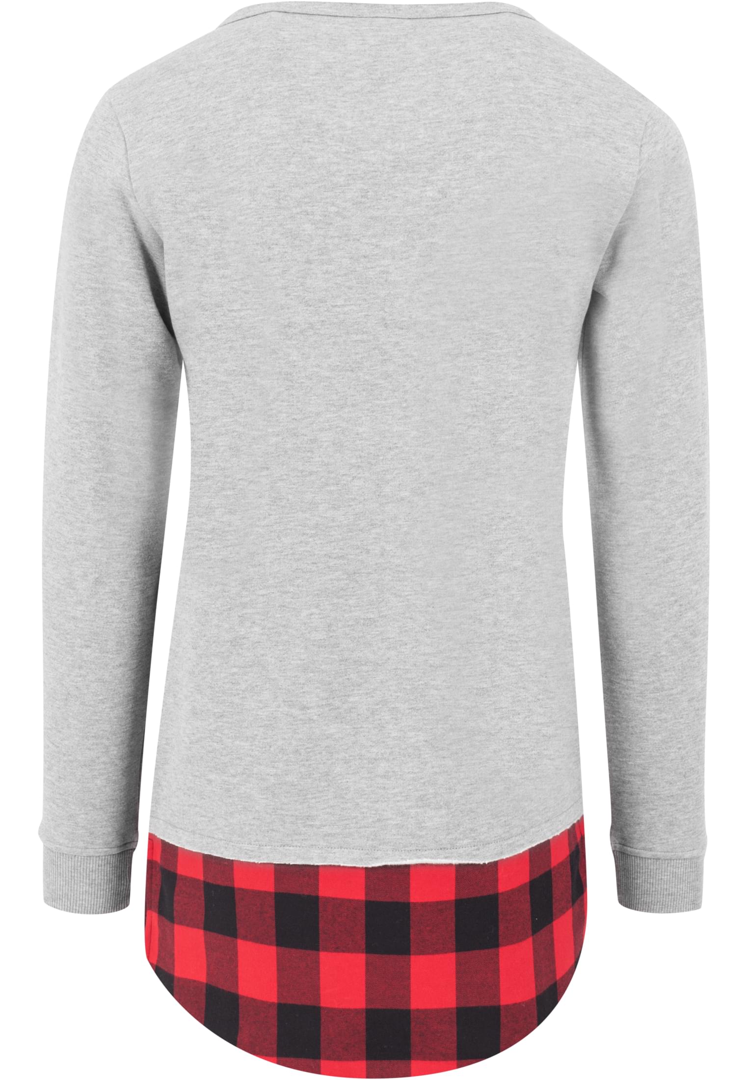 Long Flanell Bottom Open Edge Crewneck | gry/blk/red