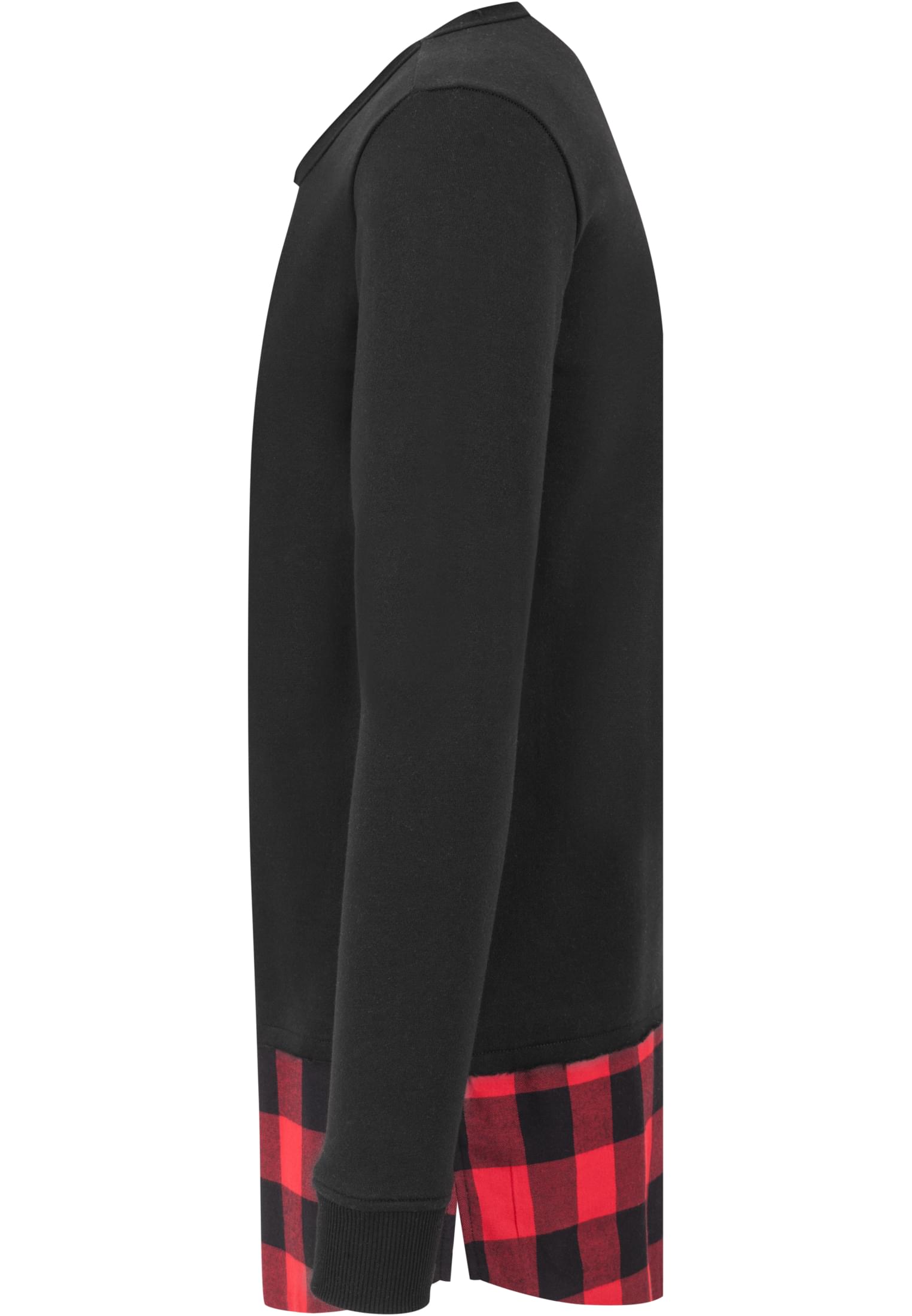 Long Flanell Bottom Open Edge Crewneck | blk/blk/red