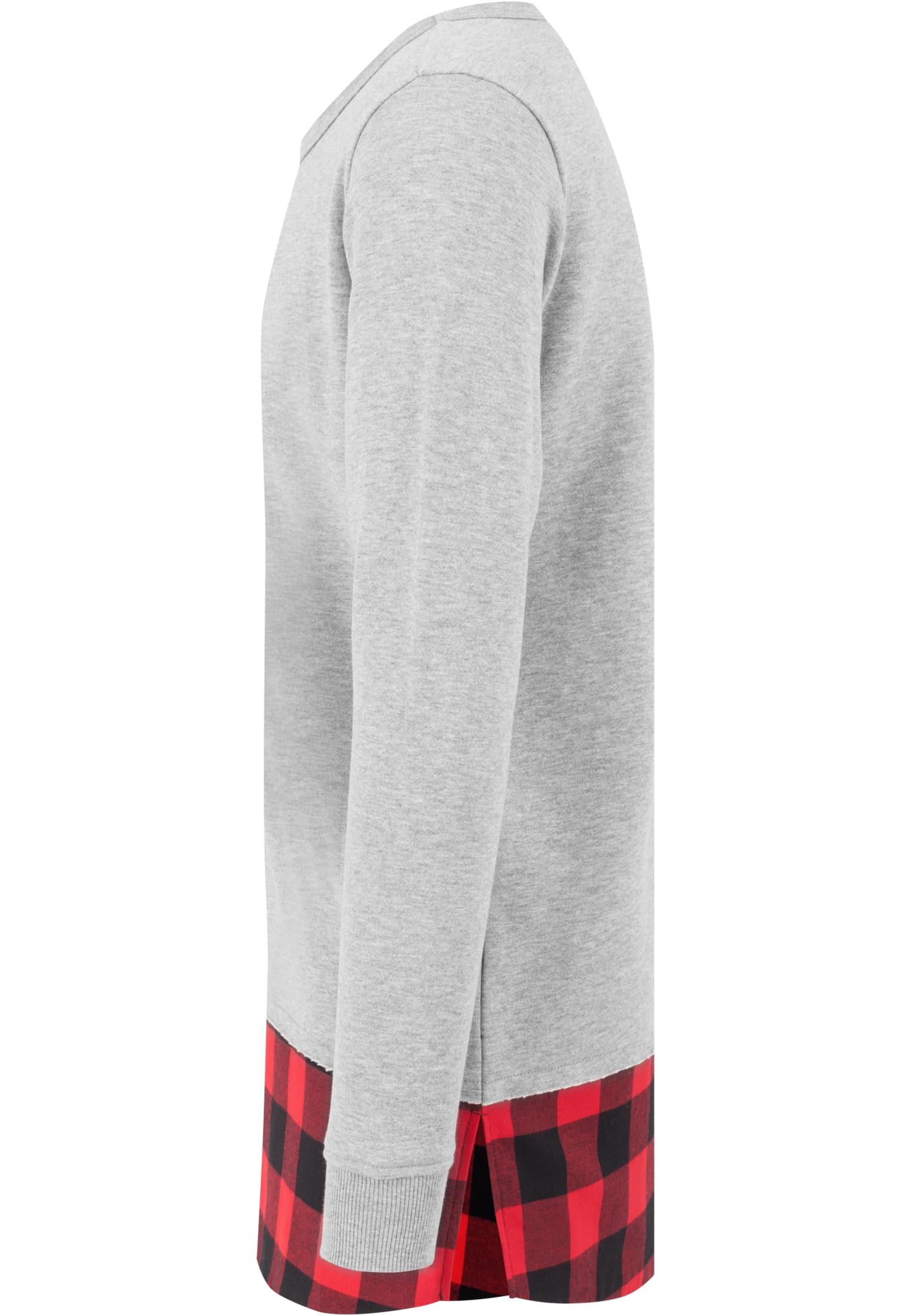 Long Flanell Bottom Open Edge Crewneck | gry/blk/red