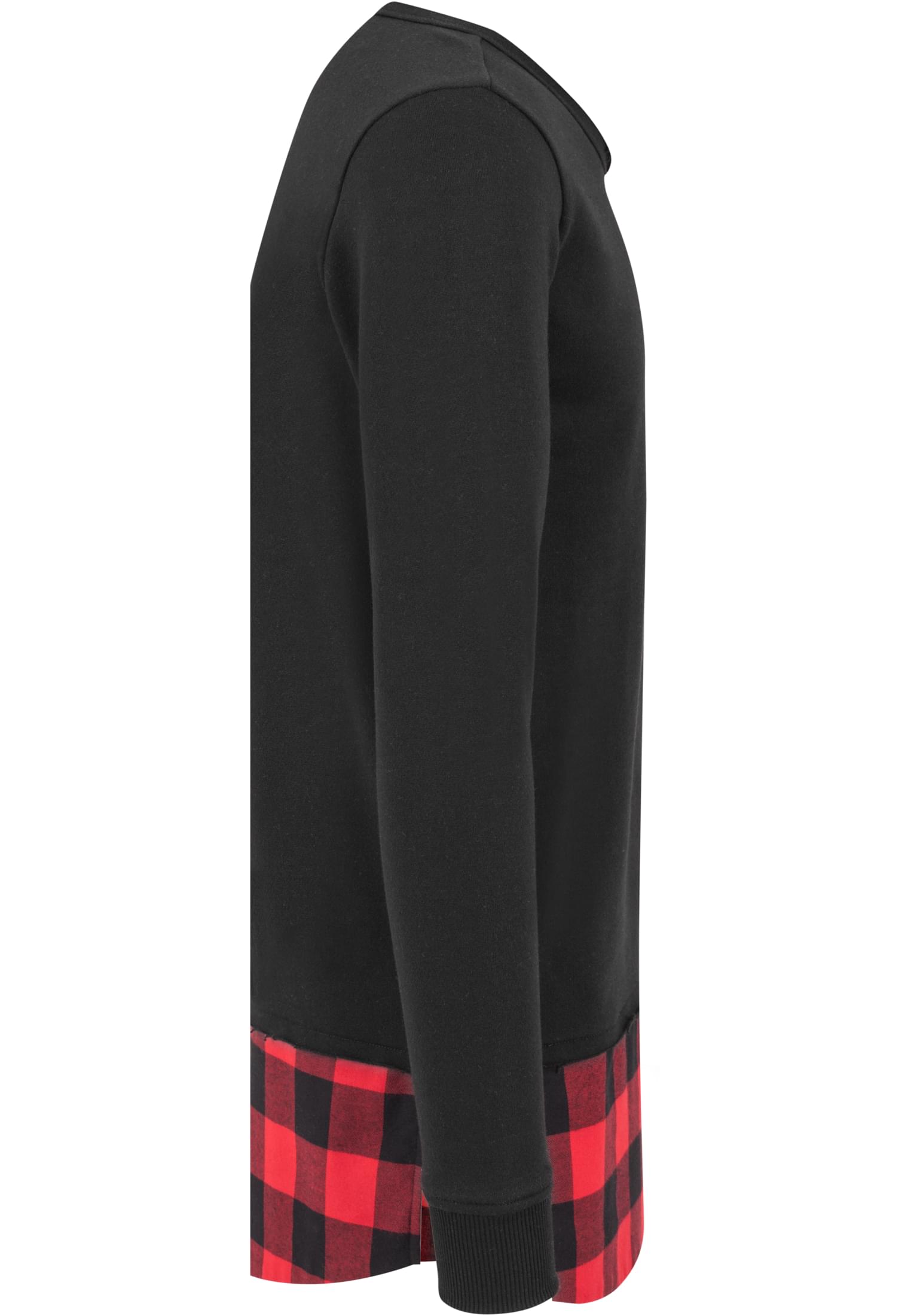 Long Flanell Bottom Open Edge Crewneck | blk/blk/red