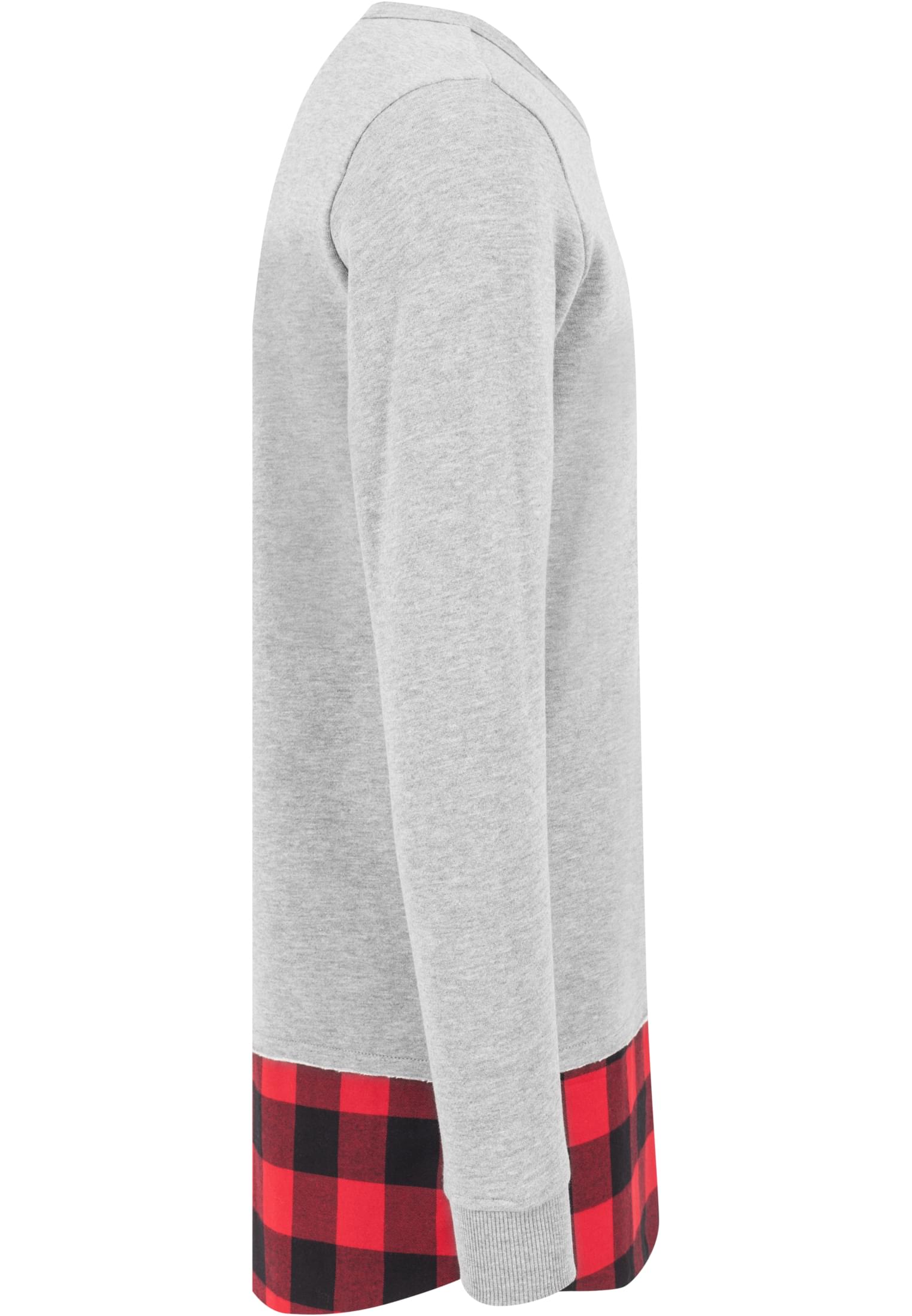 Long Flanell Bottom Open Edge Crewneck | gry/blk/red