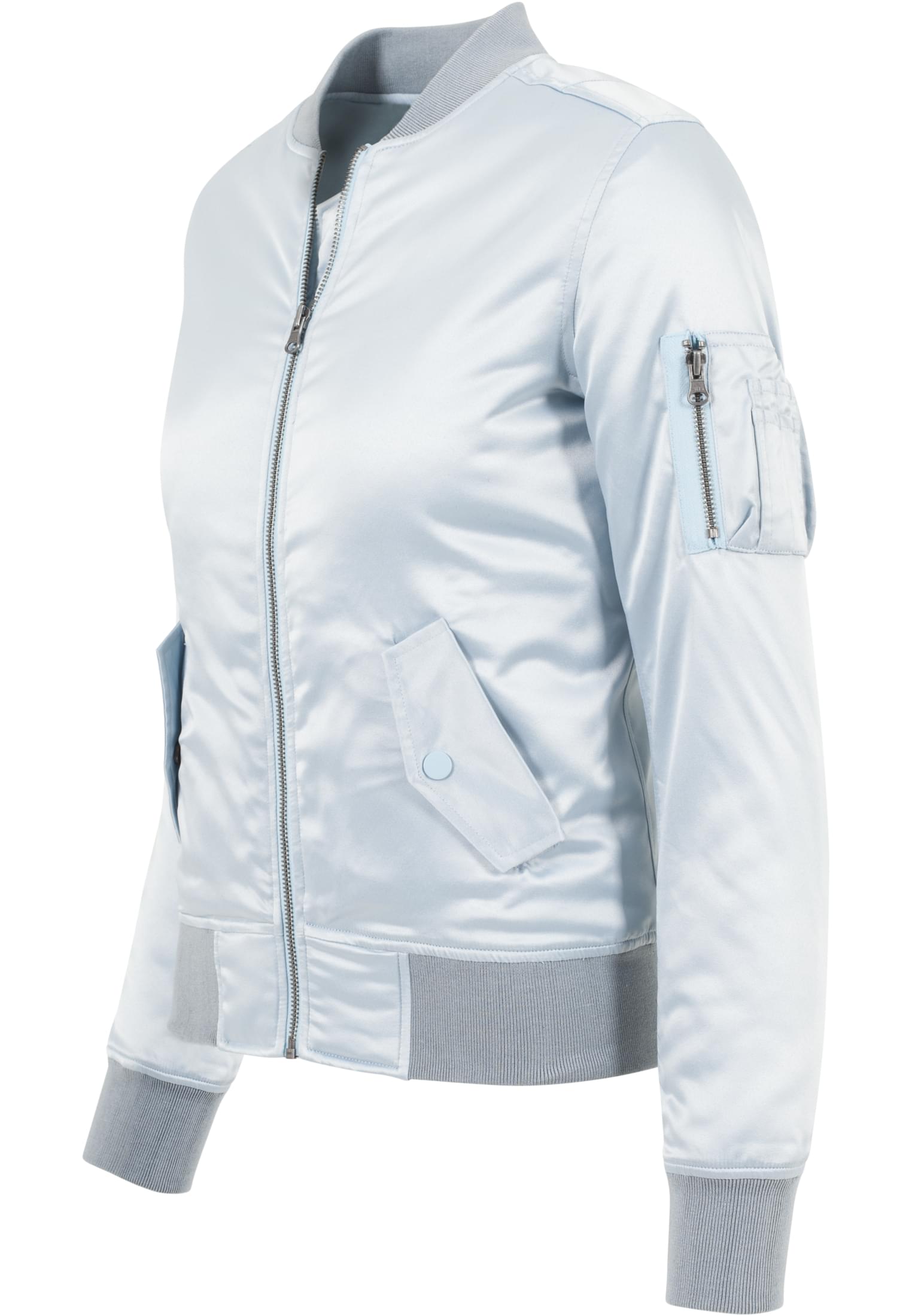 Ladies Satin Bomber Jacket | babyblue