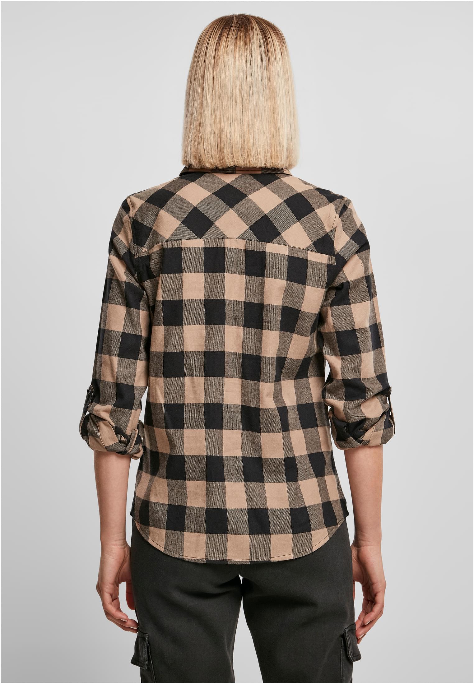 Ladies Turnup Checked Flanell Shirt | black/softtaupe