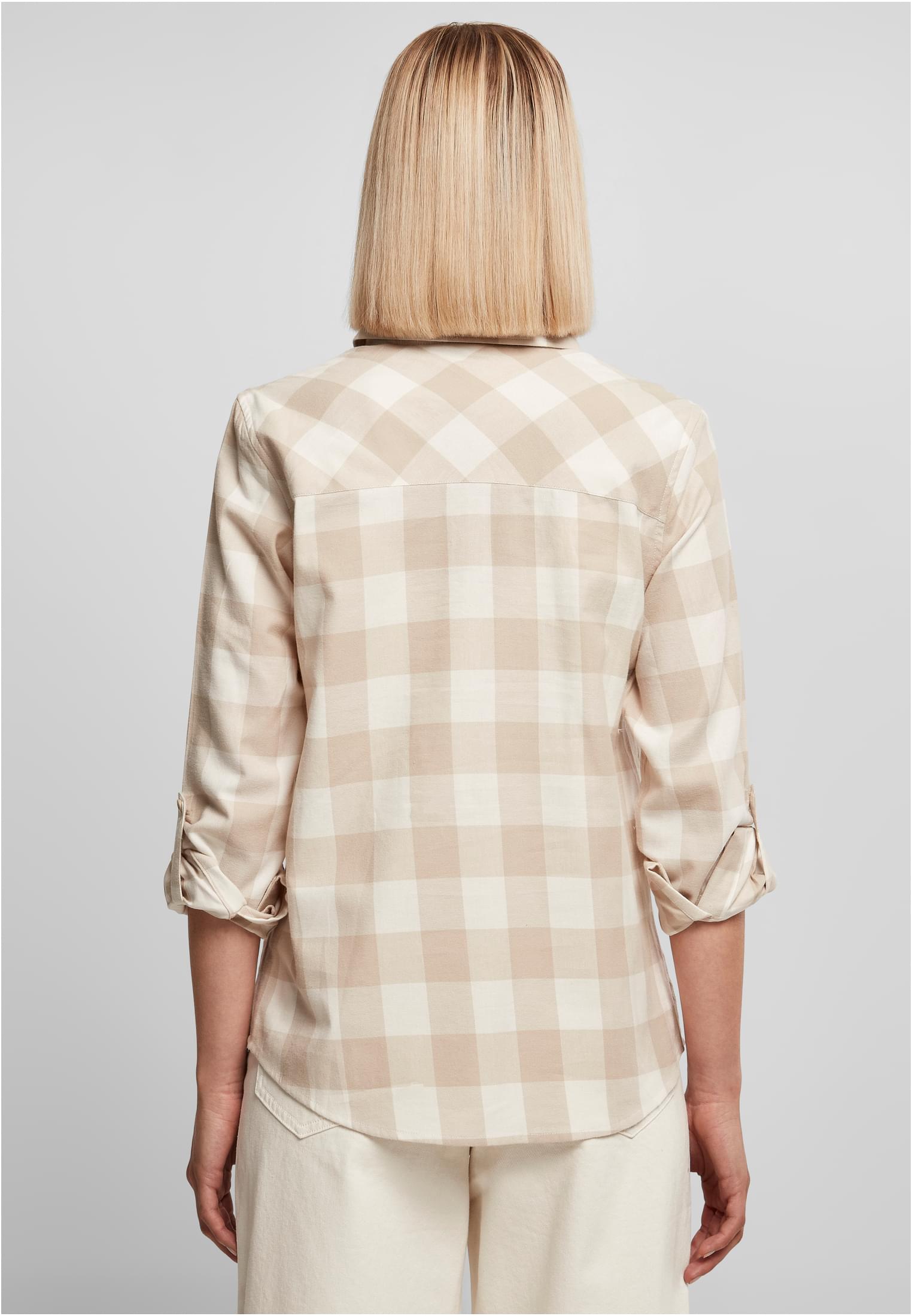 Ladies Turnup Checked Flanell Shirt | whitesand/lighttaupe