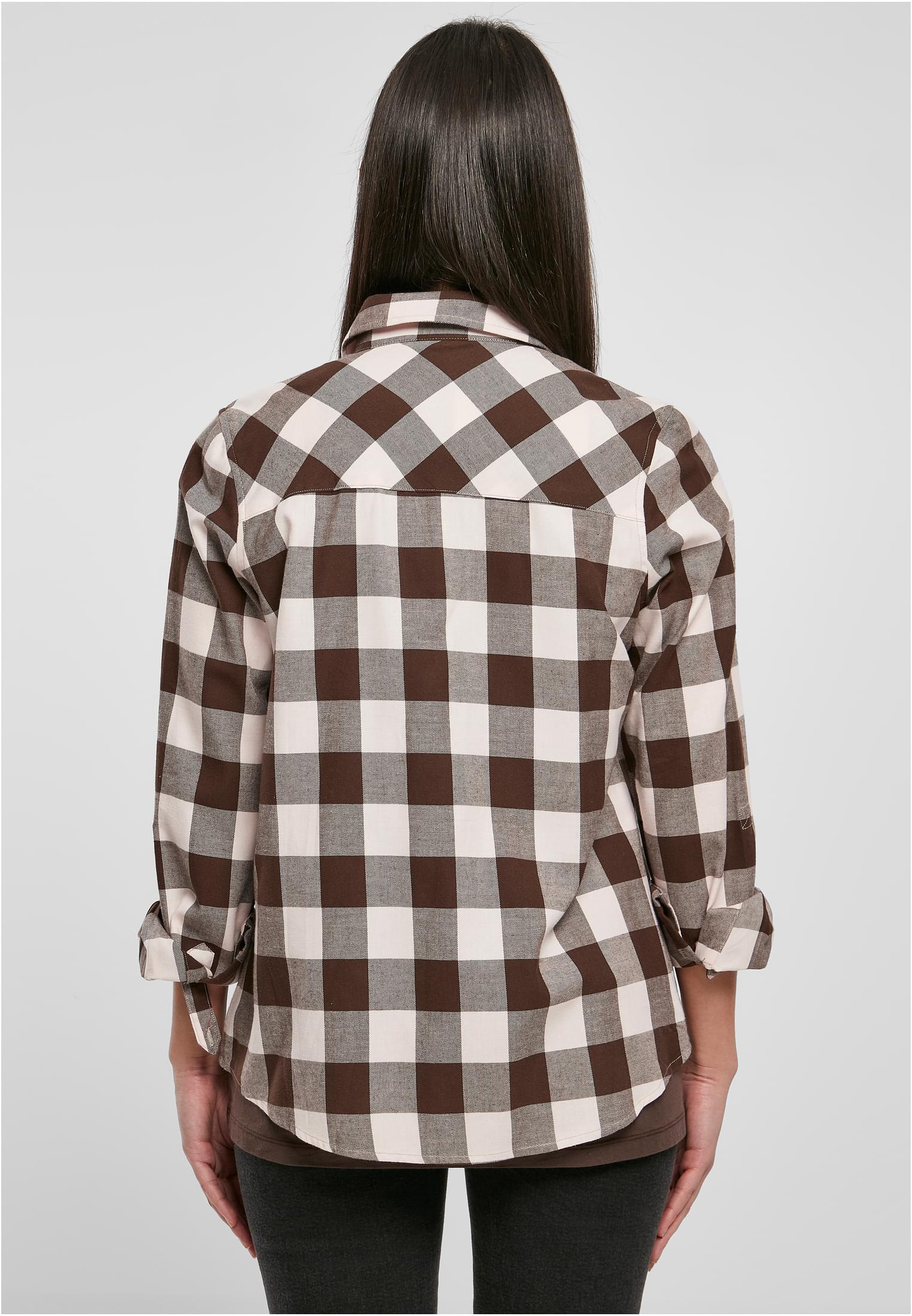 Ladies Turnup Checked Flanell Shirt | pink/brown