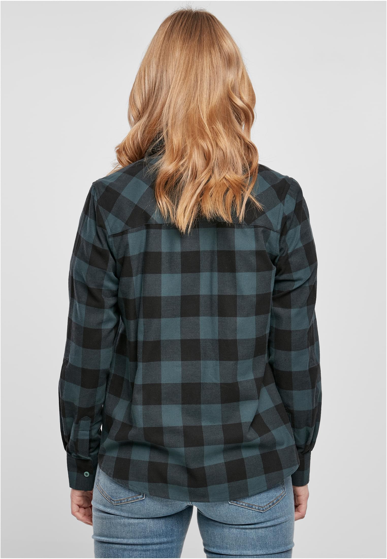 Ladies Turnup Checked Flanell Shirt | jasper/black