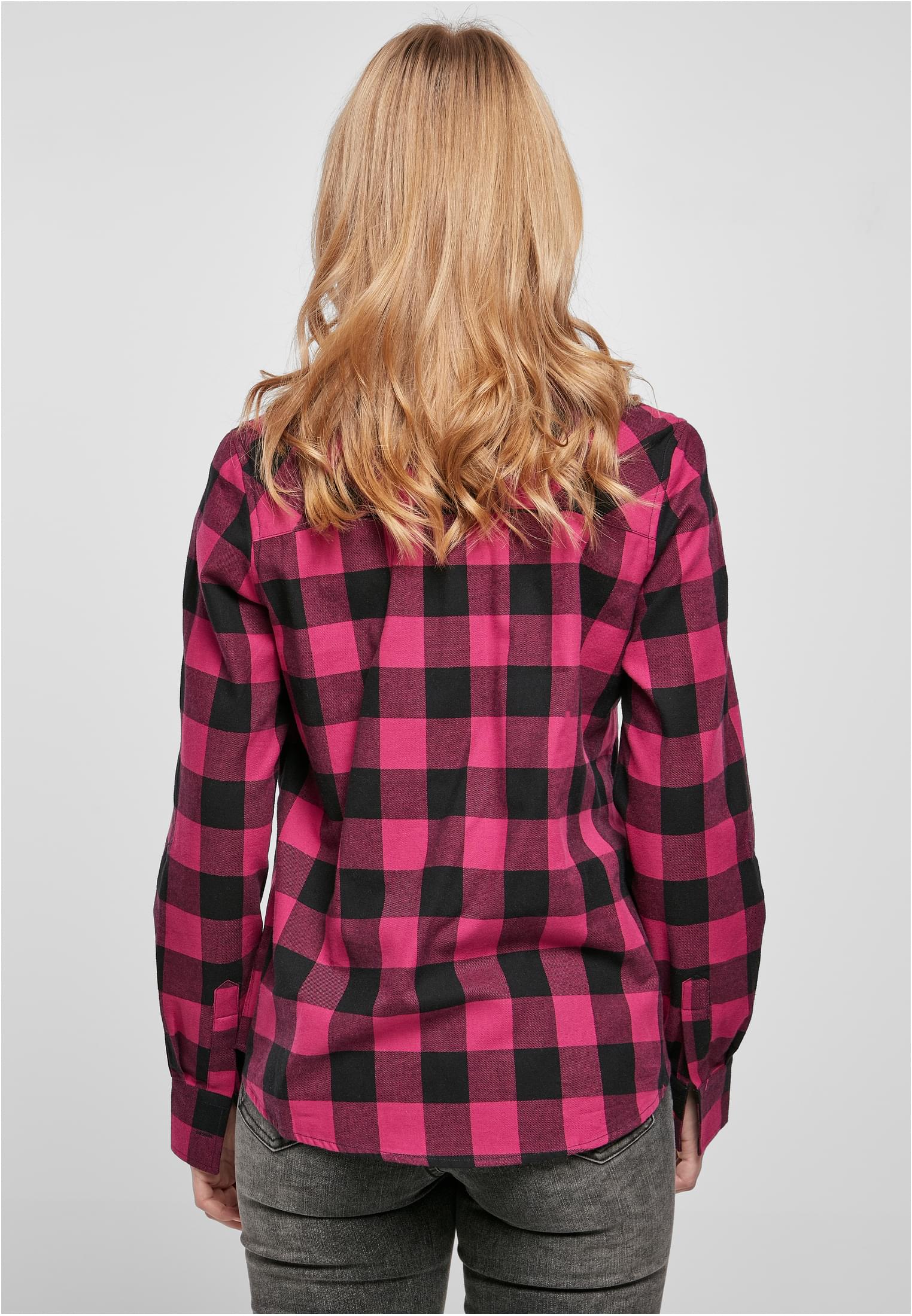 Ladies Turnup Checked Flanell Shirt | wildviolet/black