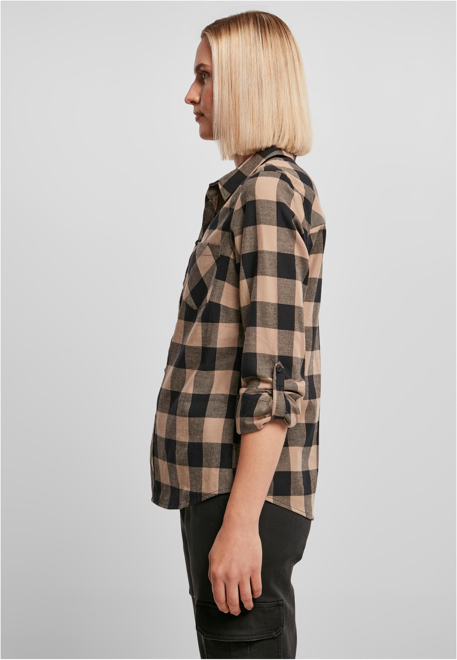 Ladies Turnup Checked Flanell Shirt | black/softtaupe