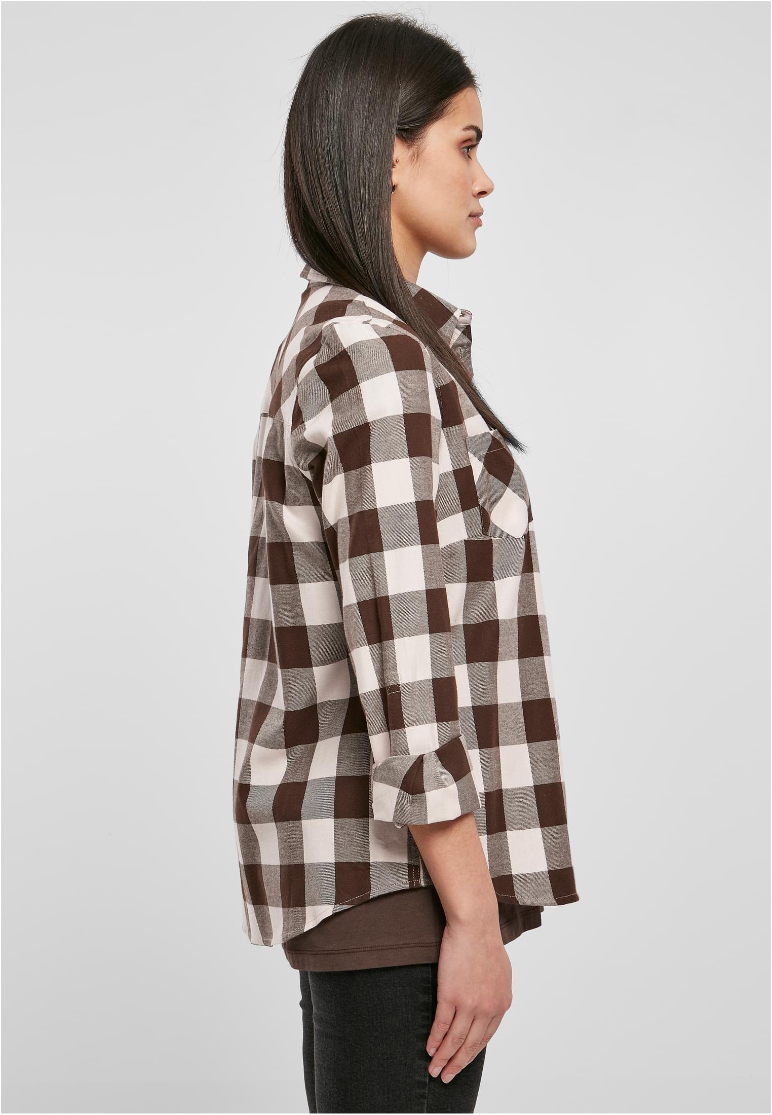 Ladies Turnup Checked Flanell Shirt | pink/brown