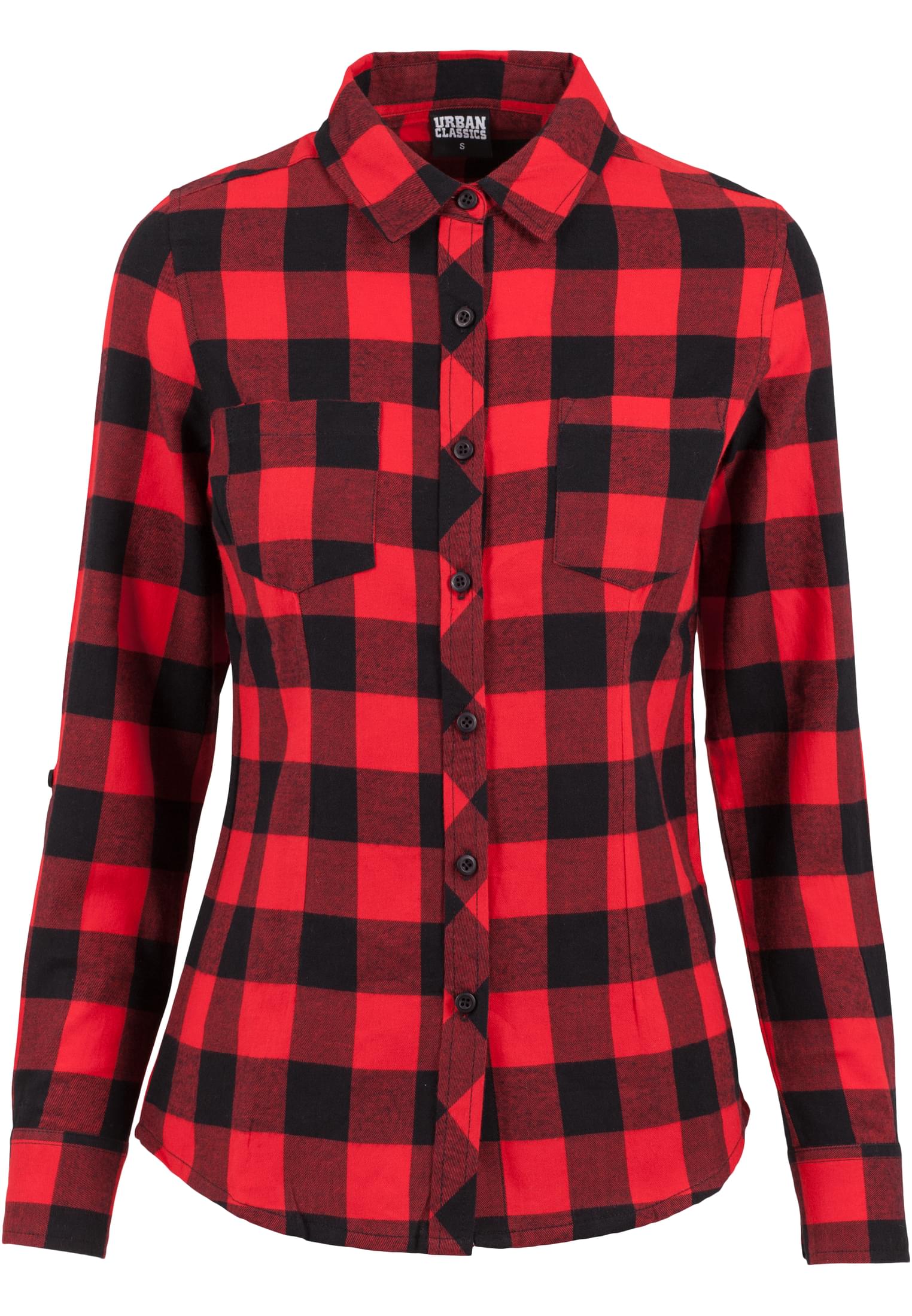 Ladies Turnup Checked Flanell Shirt | blk/red