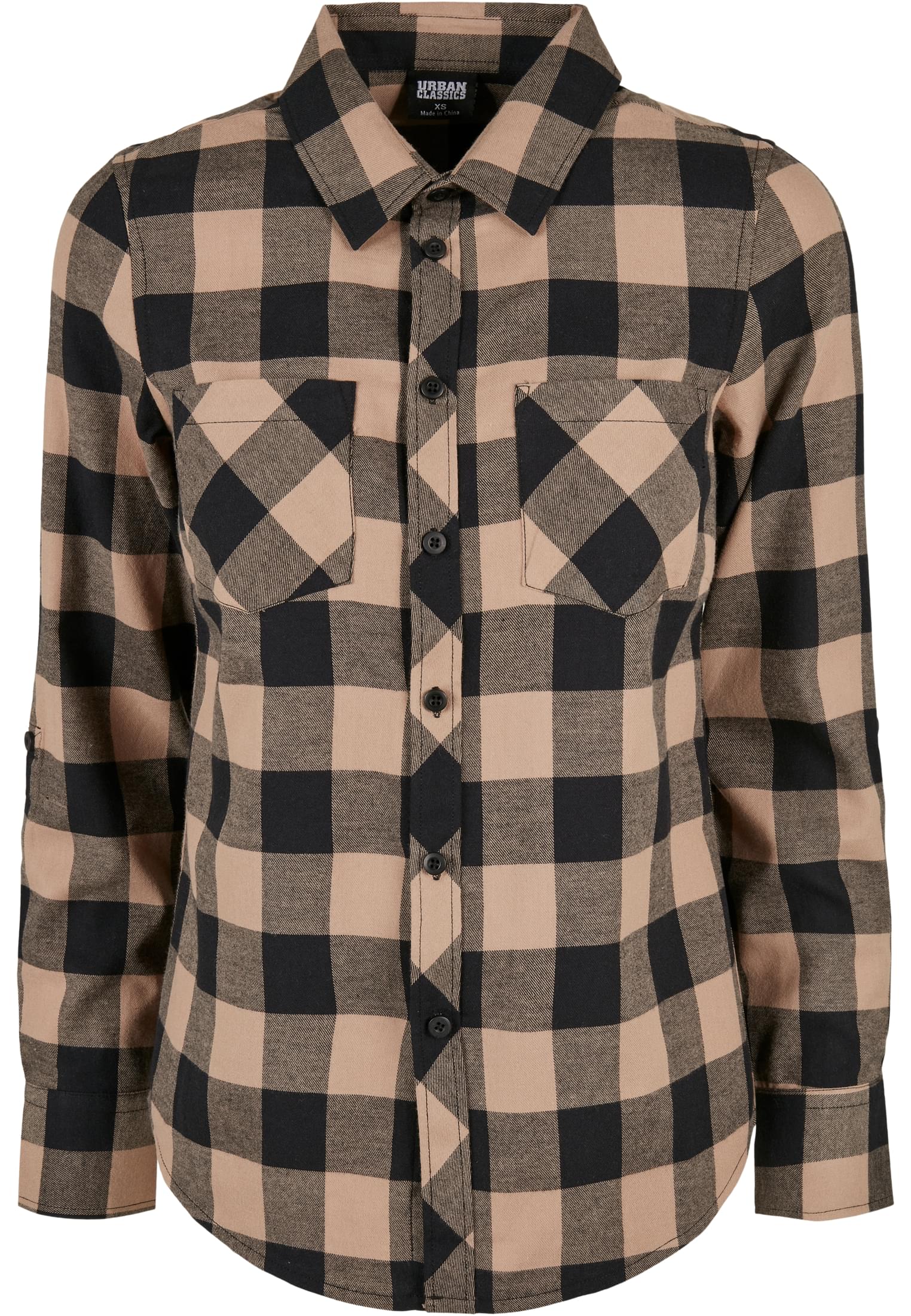 Ladies Turnup Checked Flanell Shirt | black/softtaupe