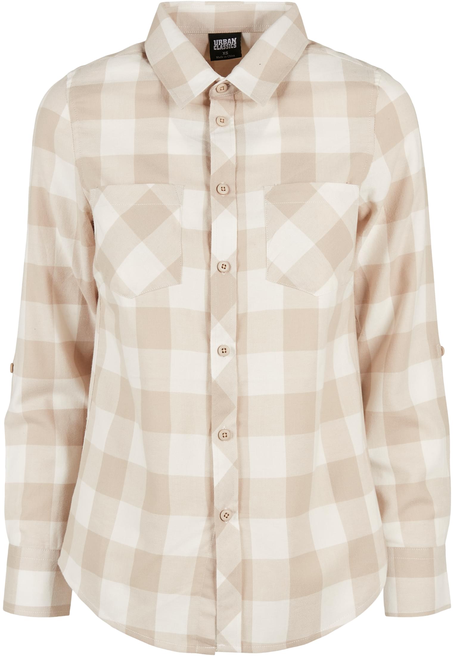 Ladies Turnup Checked Flanell Shirt | whitesand/lighttaupe