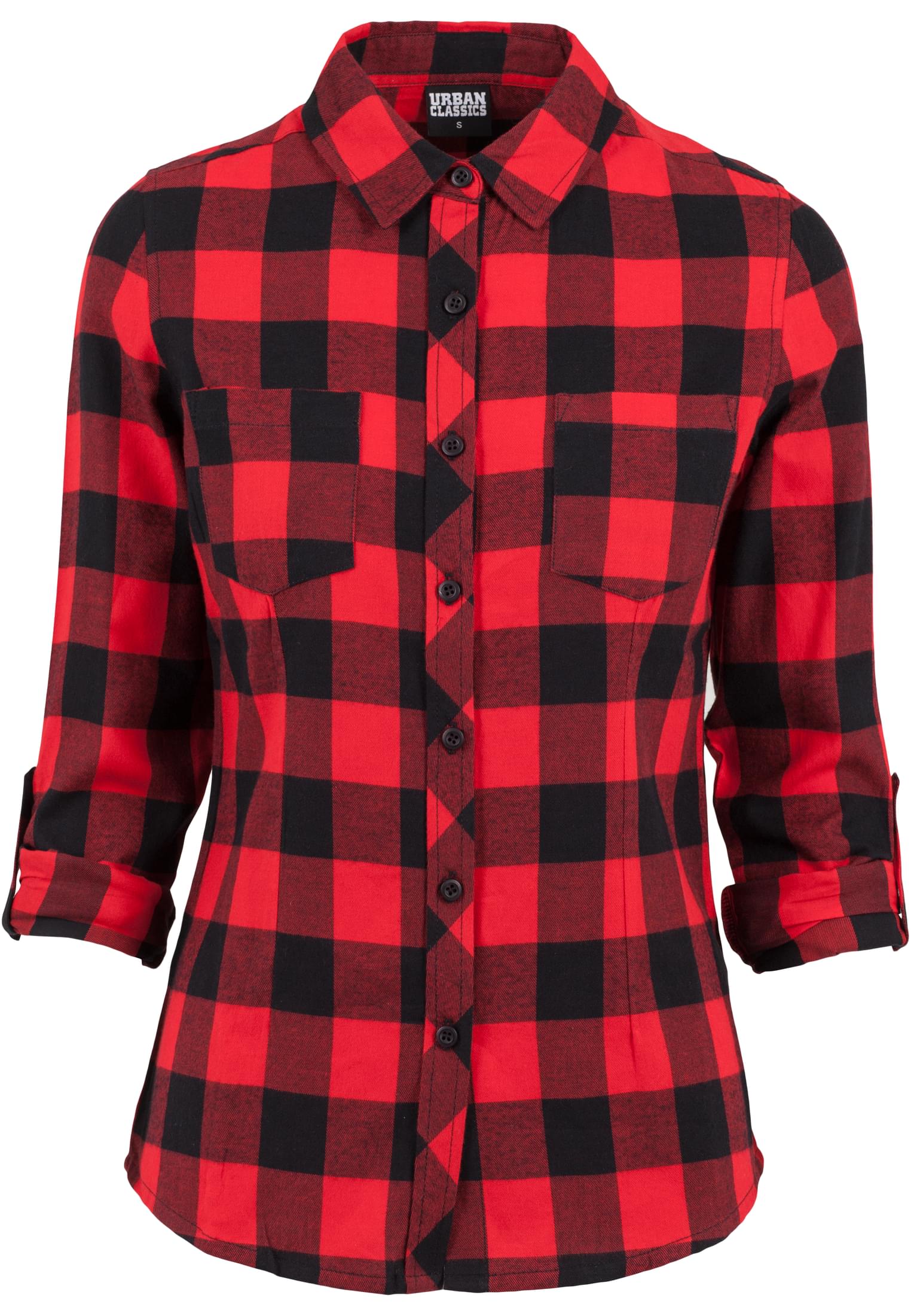 Ladies Turnup Checked Flanell Shirt | blk/red